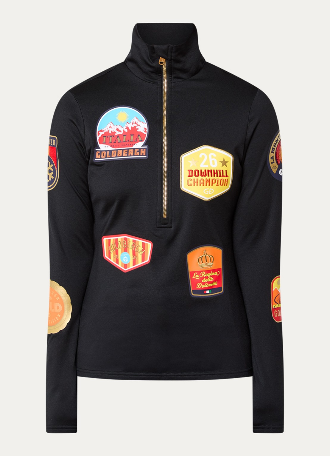 Goldbergh Triumph skipully met logoprint - voorkant zwart
