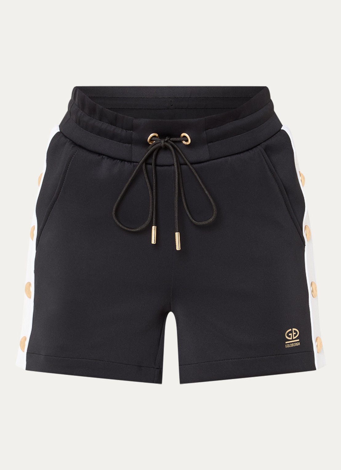 Goldbergh Vanna midi short met logo - voorkant 3 zwart
