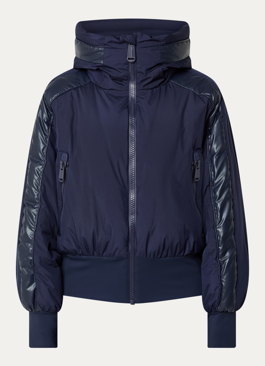 Goldbergh Volare ski-jas met capuchon en ritszakken - voorkant 2 donkerblauw