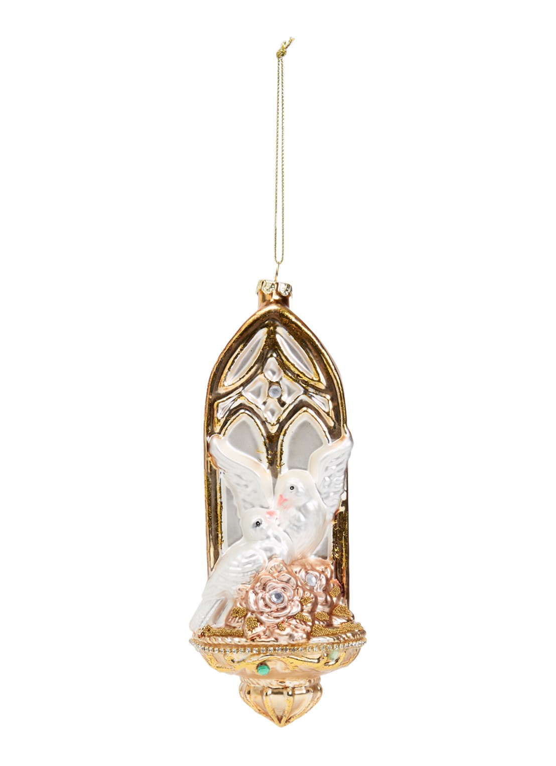 Goodwill Duiven kersthanger 19 cm - voorkant beige