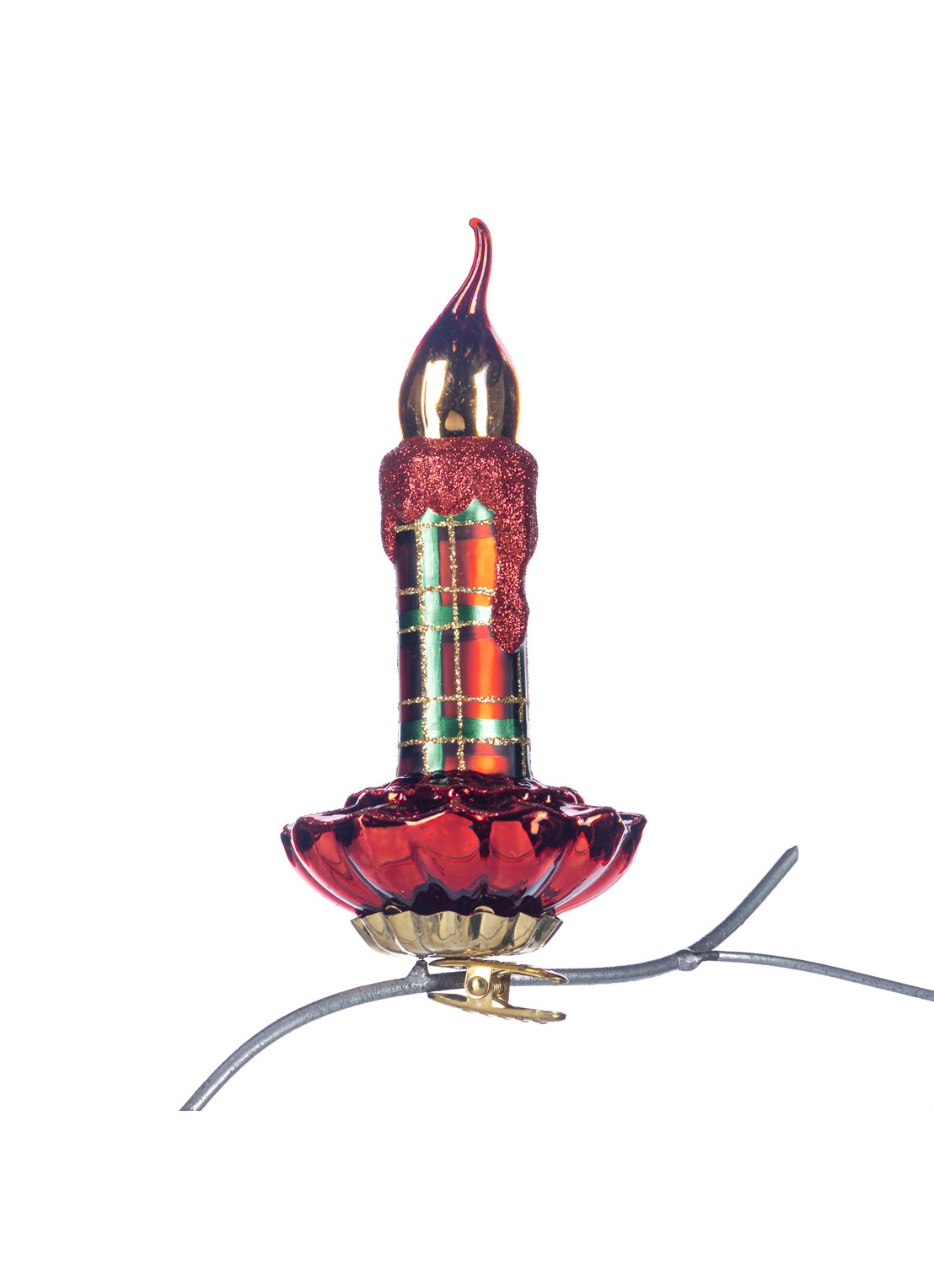 Goodwill Glazen kerstornament met clip 16 cm - voorkant rood