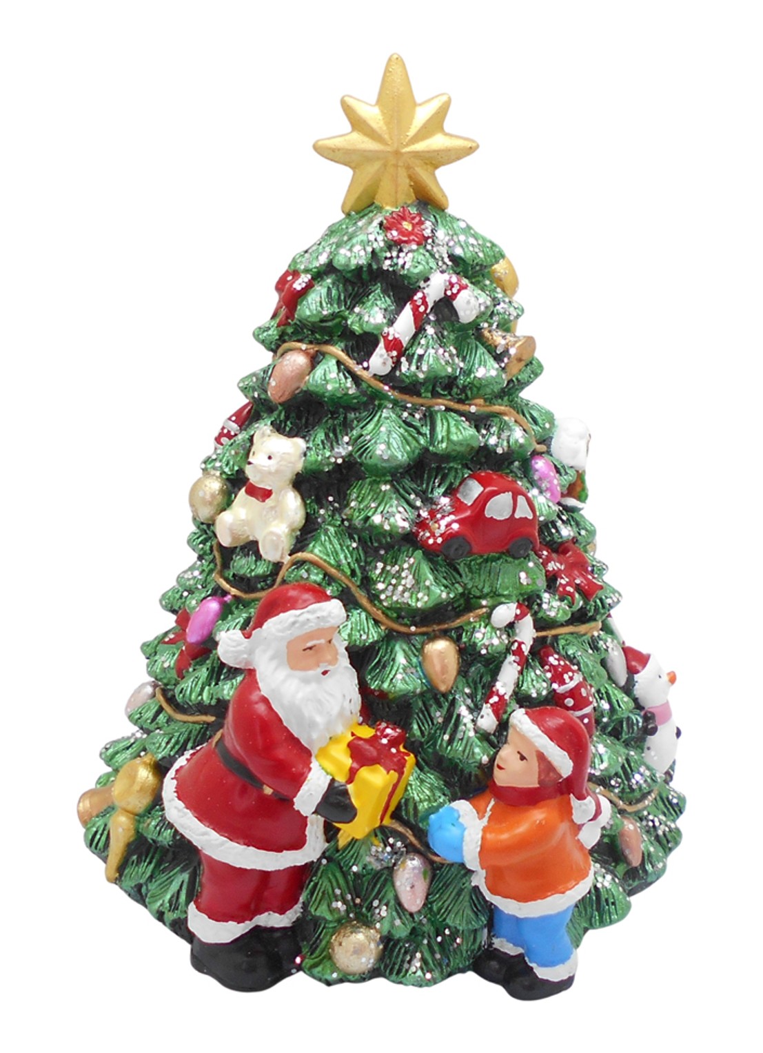 Goodwill Kerstboom kerstornament met muziek 16 cm - voorkant groen