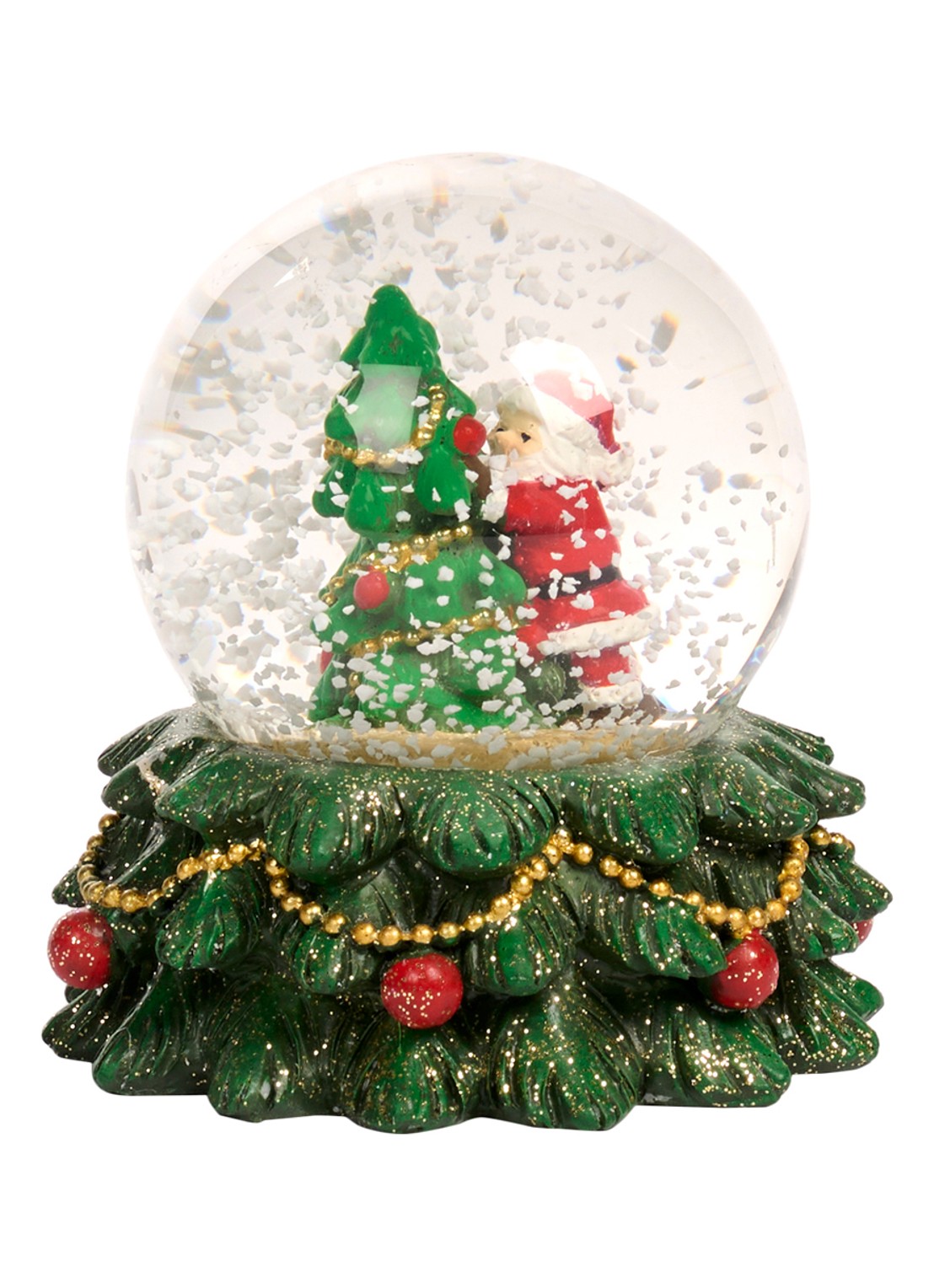 Goodwill Kerstman & Kerstboom sneeuwbol 9 cm - voorkant groen