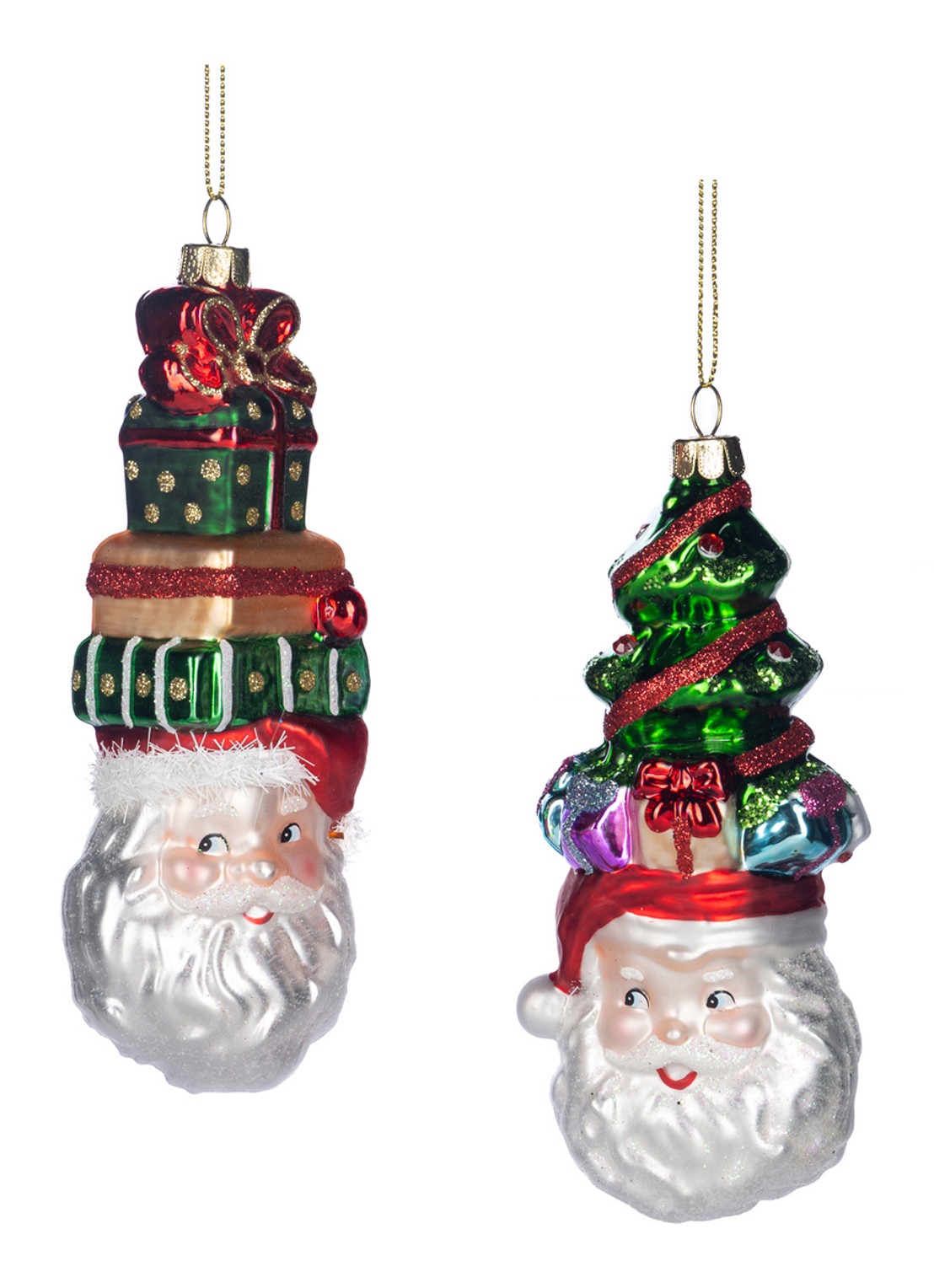Goodwill Kerstmanhoofd kersthanger 15 cm set van 2 - voorkant rood