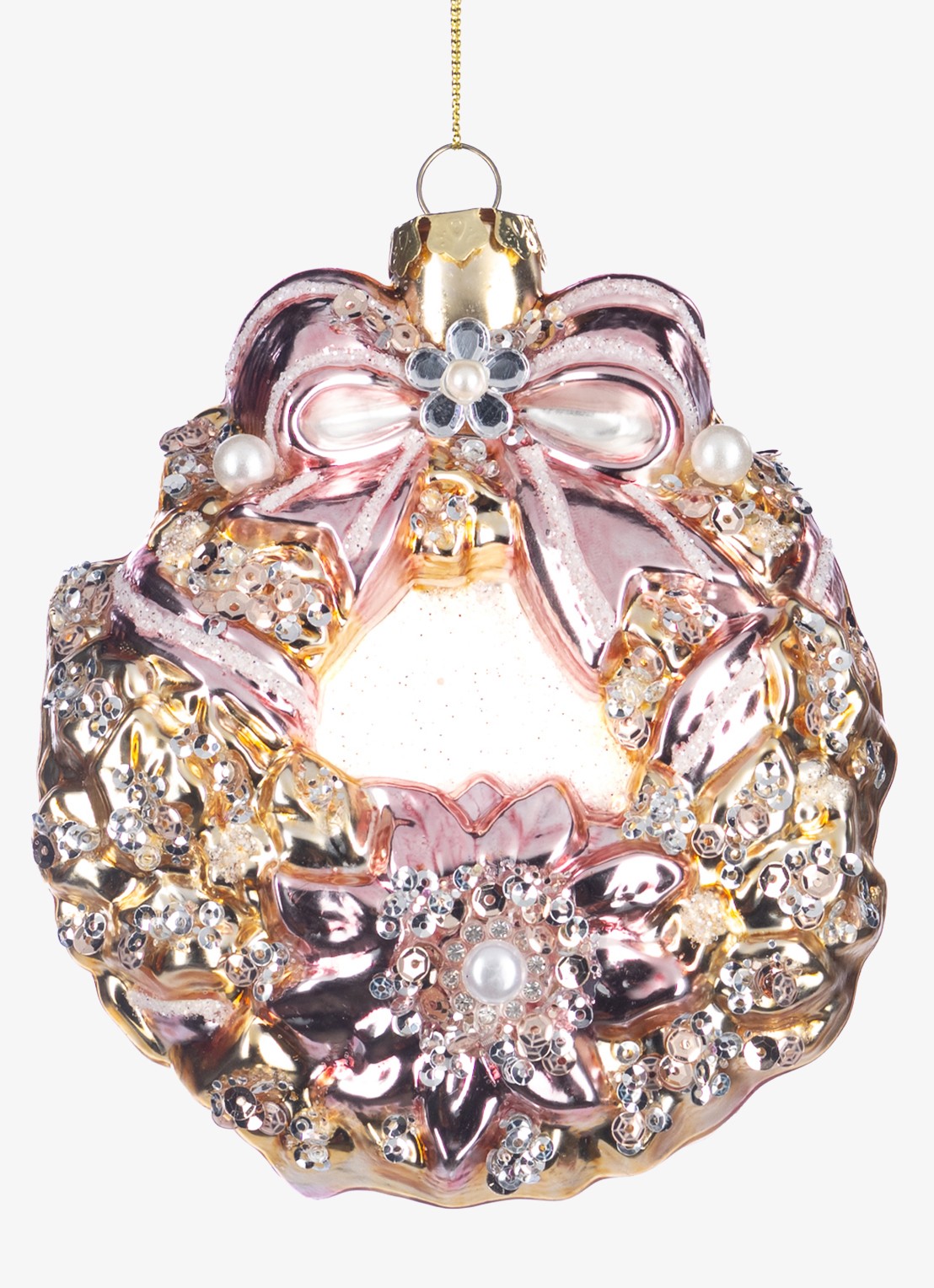 Goodwill Krans kersthanger 12,5 cm - voorkant roze