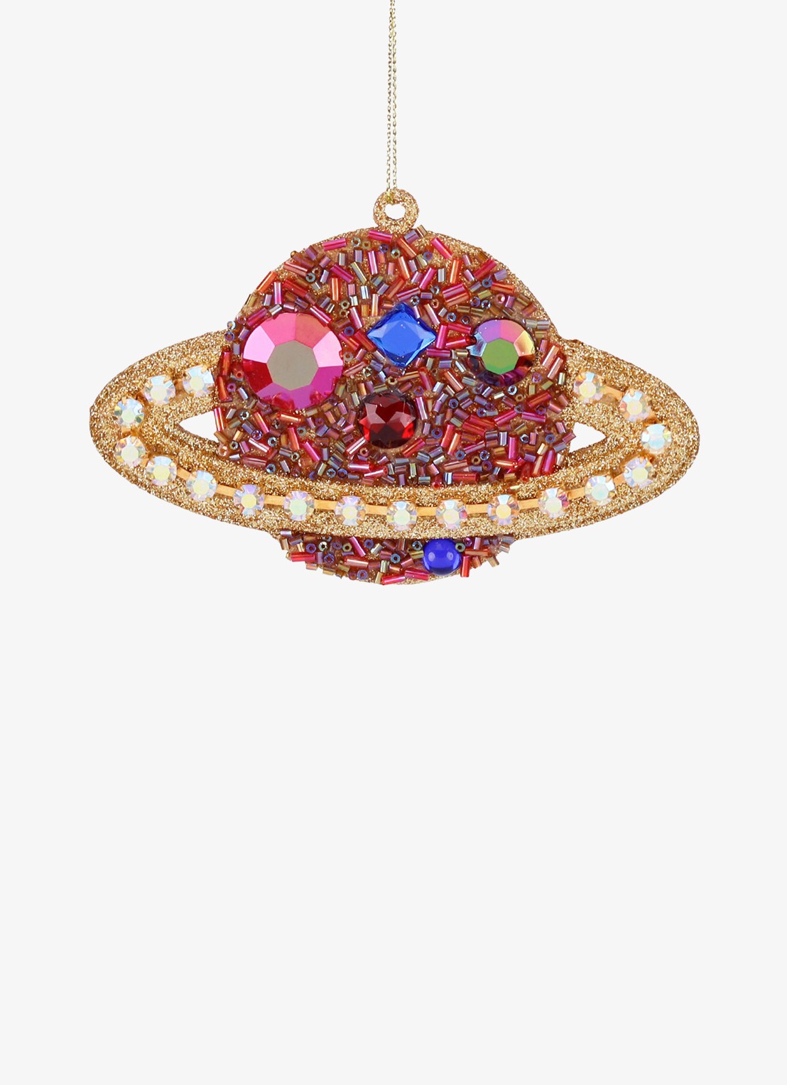Goodwill Planeet Saturnus kersthanger 12 cm - voorkant roze
