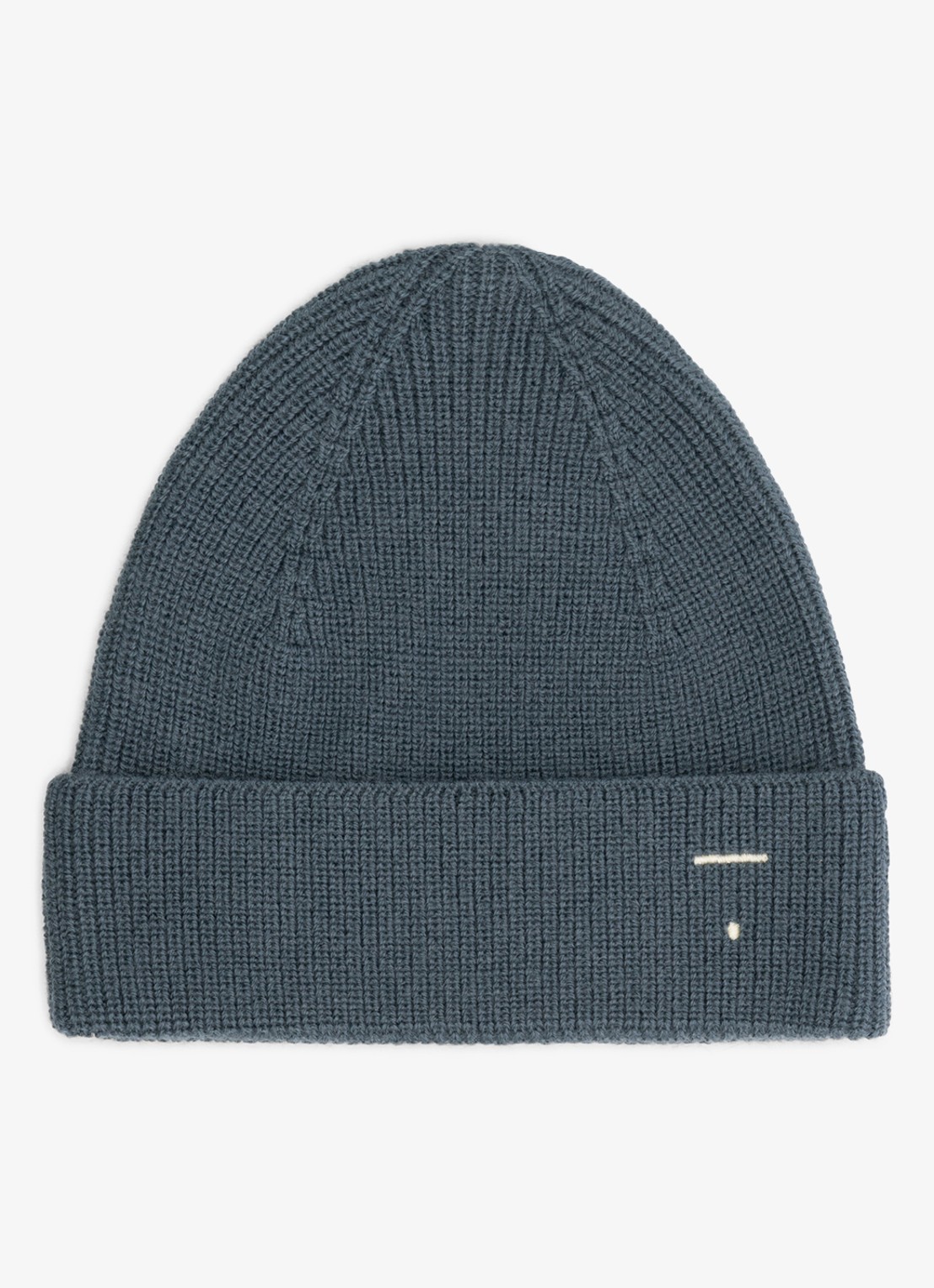 Gray Label Fijngebreide babymuts van merino wol - voorkant blauwgrijs