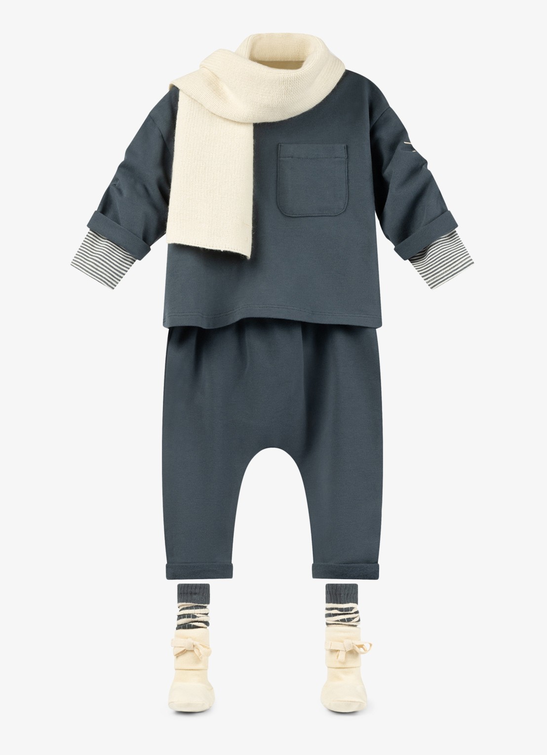 Gray Label Fijngebreide sjaal van merino wol - detail gebroken wit