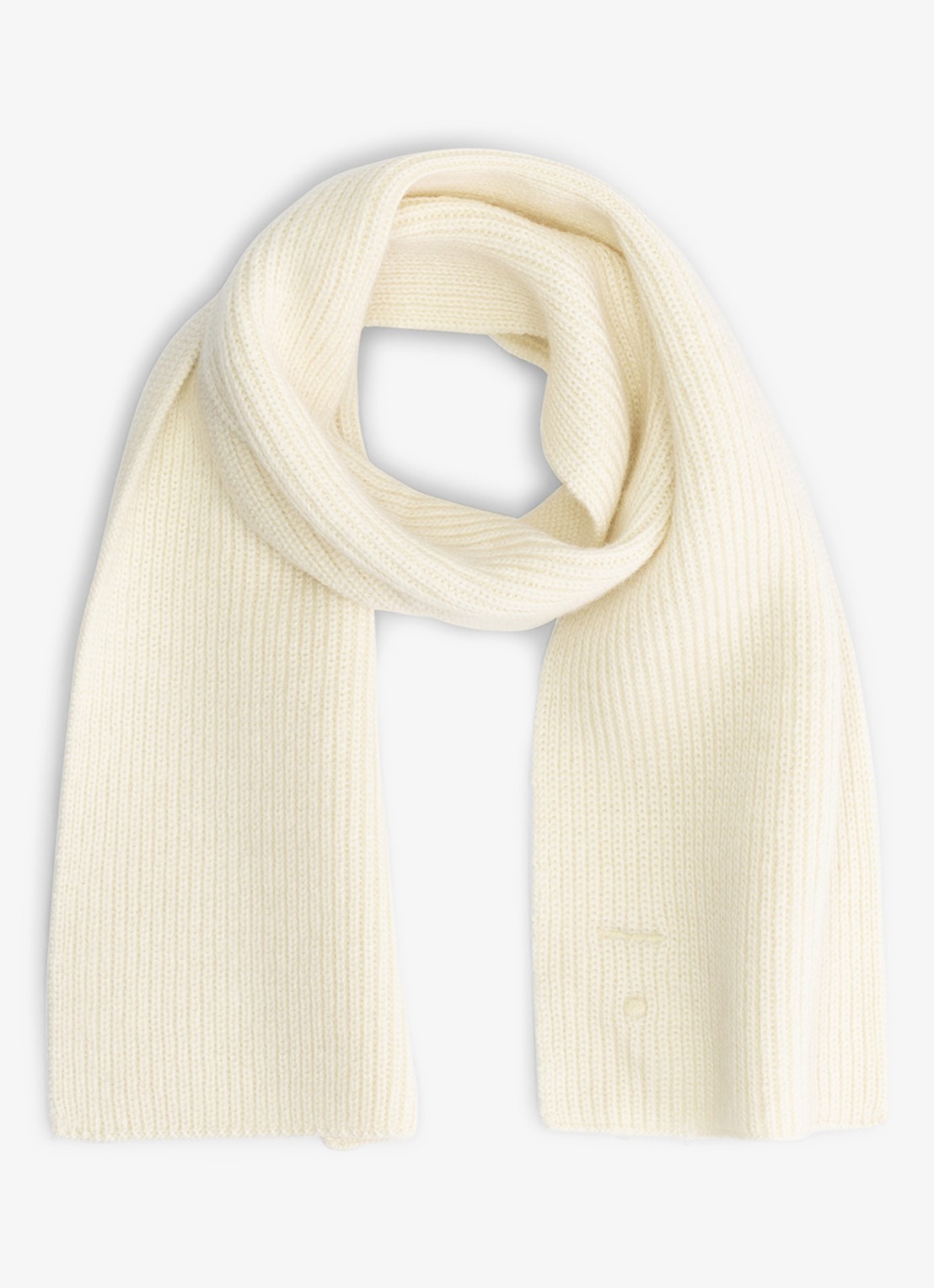 Gray Label Fijngebreide sjaal van merino wol - voorkant 2 gebroken wit