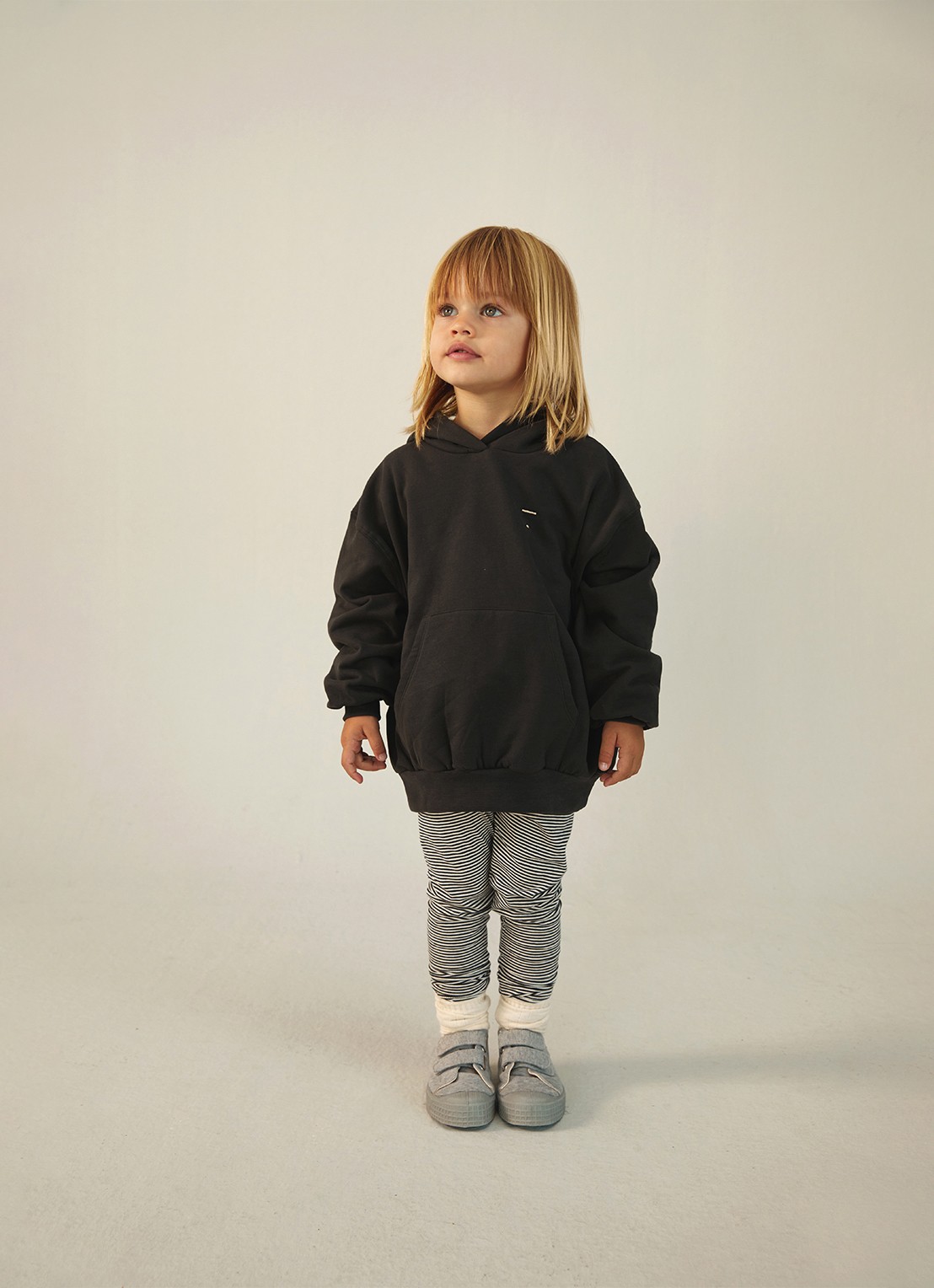 Gray Label Hoodie van katoen - voorkant 3 zwart
