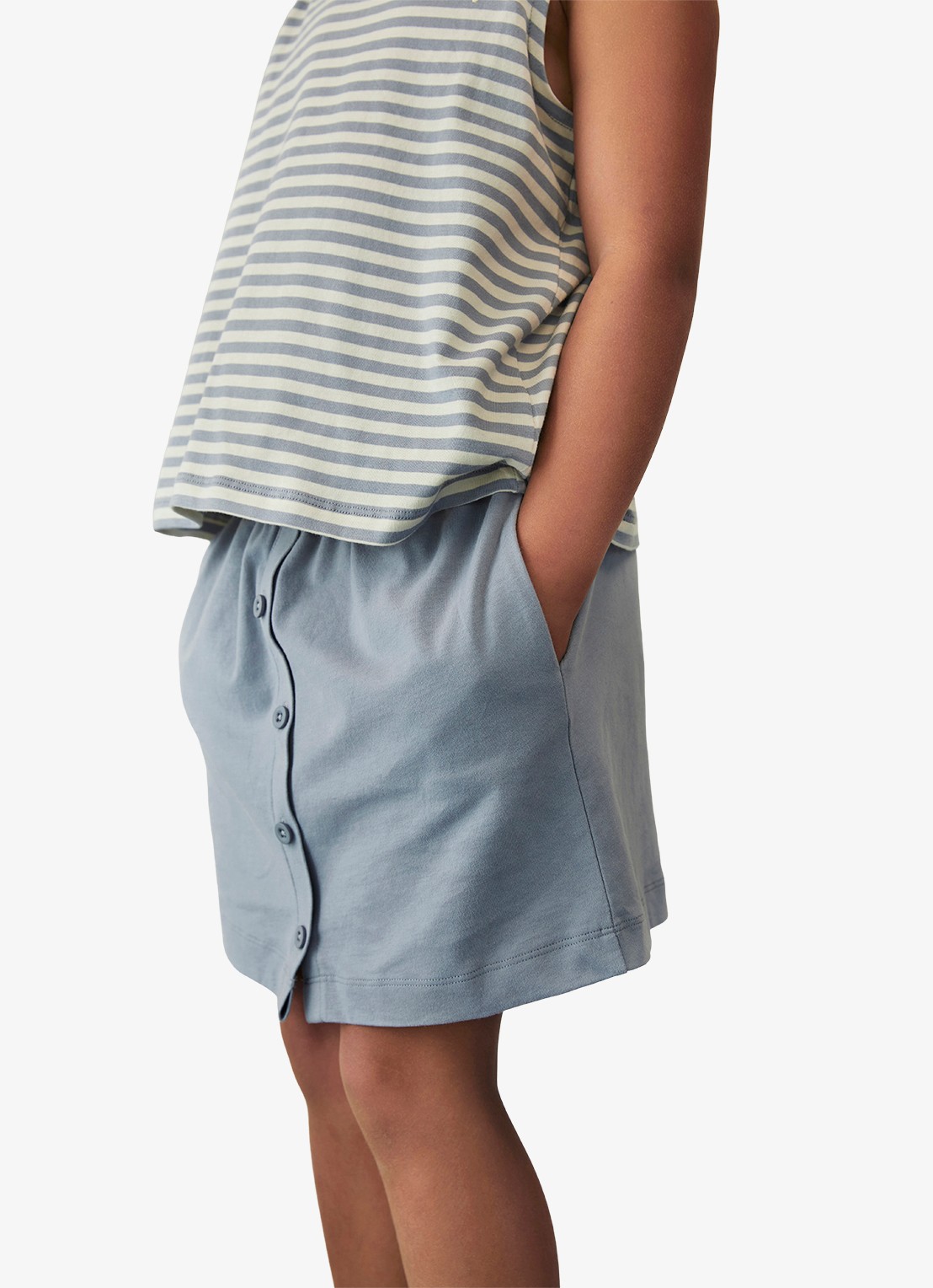 Gray Label Minirok met steekzakken - detail 2 blauwgrijs