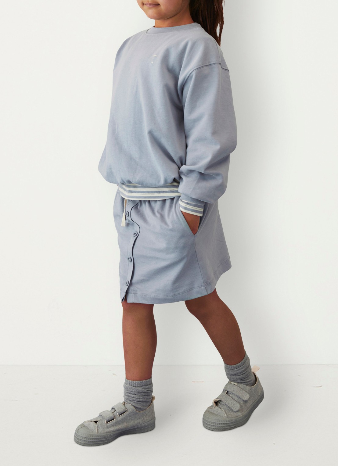 Gray Label Minirok met steekzakken - voorkant 5 blauwgrijs