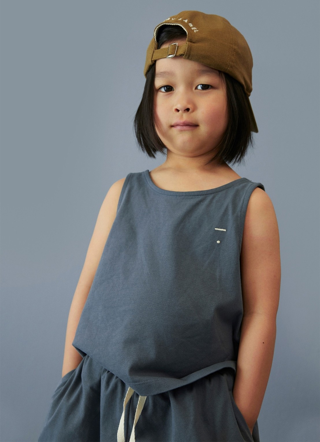 Gray Label Tanktop met streepprint - voorkant 2 blauwgrijs