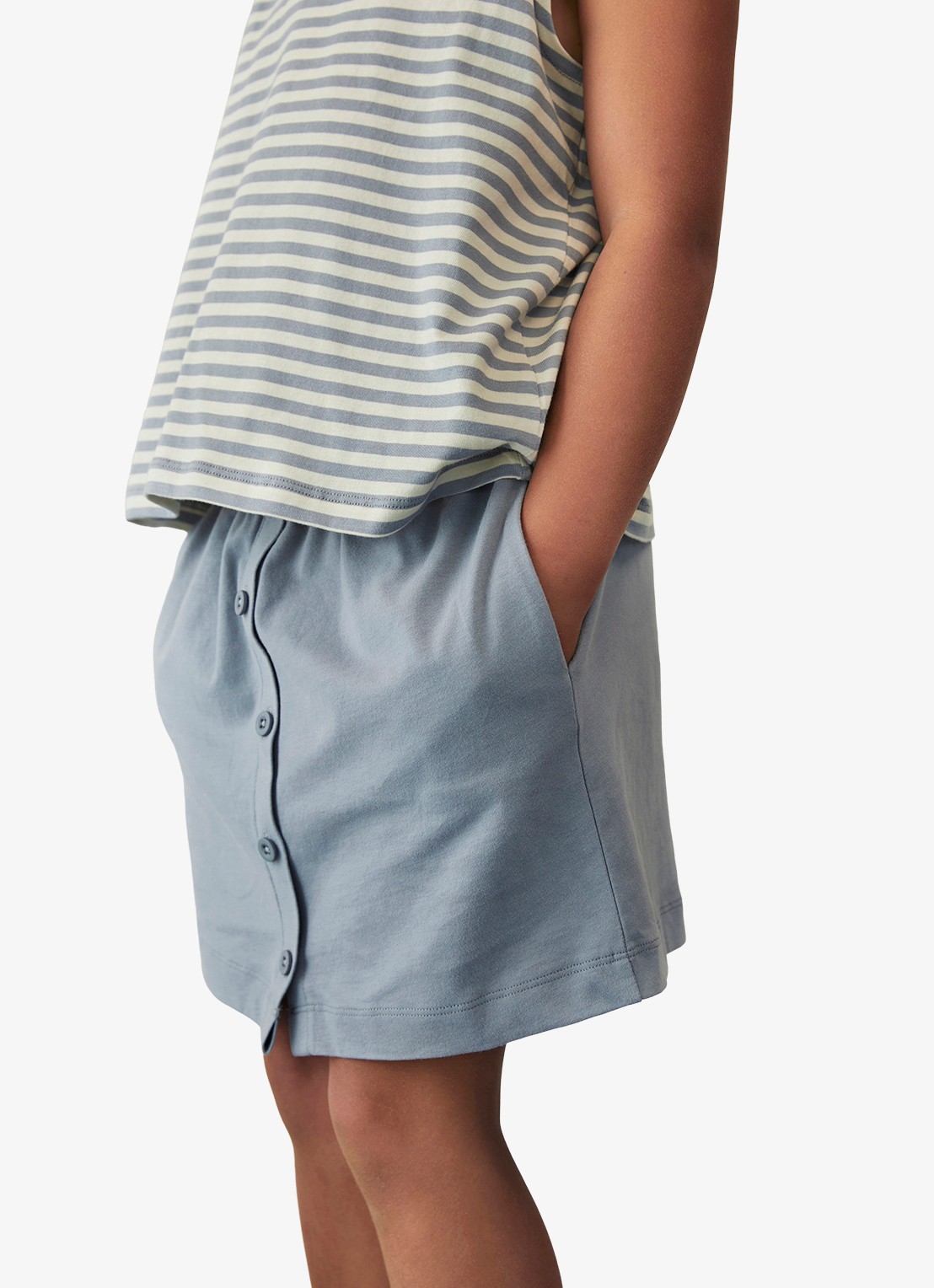 Gray Label Tanktop met streepprint - detail 2 staalblauw