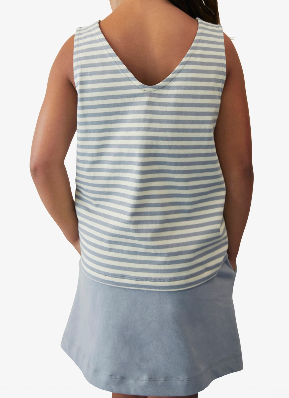 Gray Label Tanktop met streepprint - detail 3 staalblauw