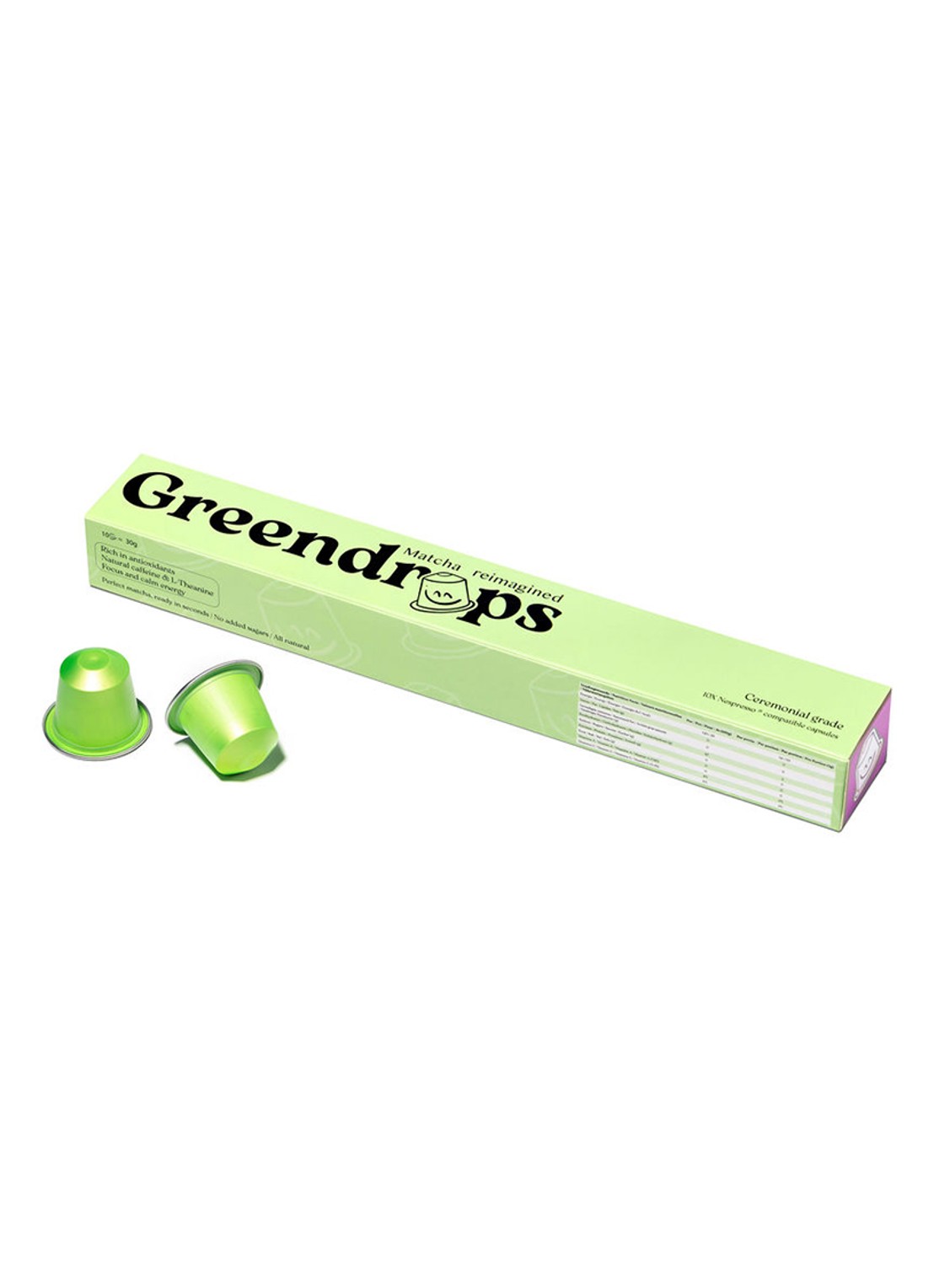 Greendrops Ceremoniële Matcha capsules 30 gram - voorkant undefined