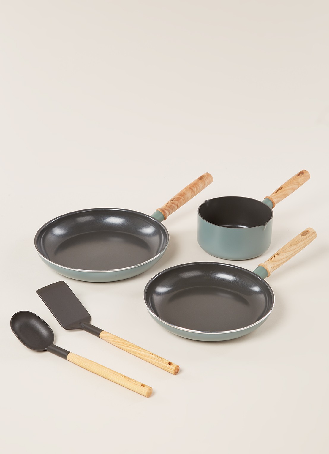 GreenPan Mayflower pannenset 5-delig - voorkant 2 blauwgrijs