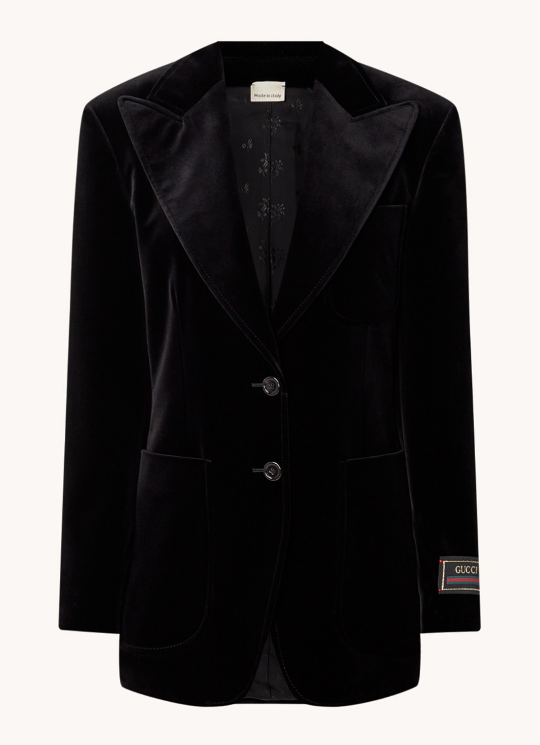 Gucci Blazer van fluweel met opgestikte zakken - voorkant zwart