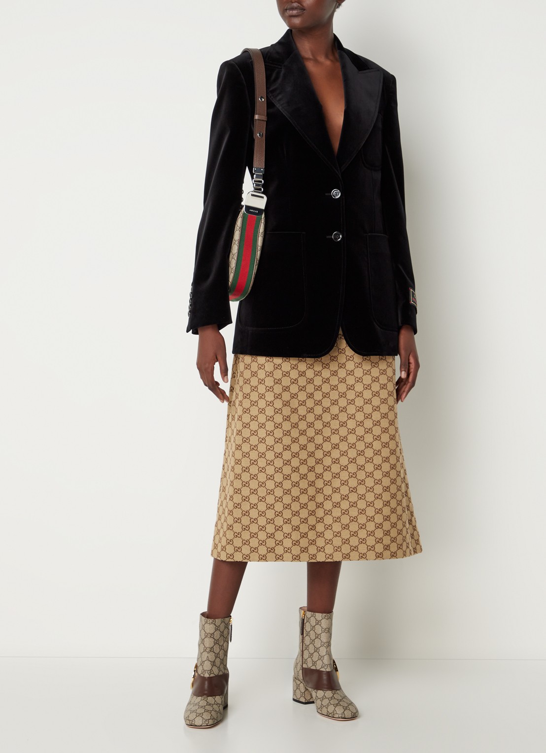Gucci Blazer van fluweel met opgestikte zakken - voorkant 2 zwart