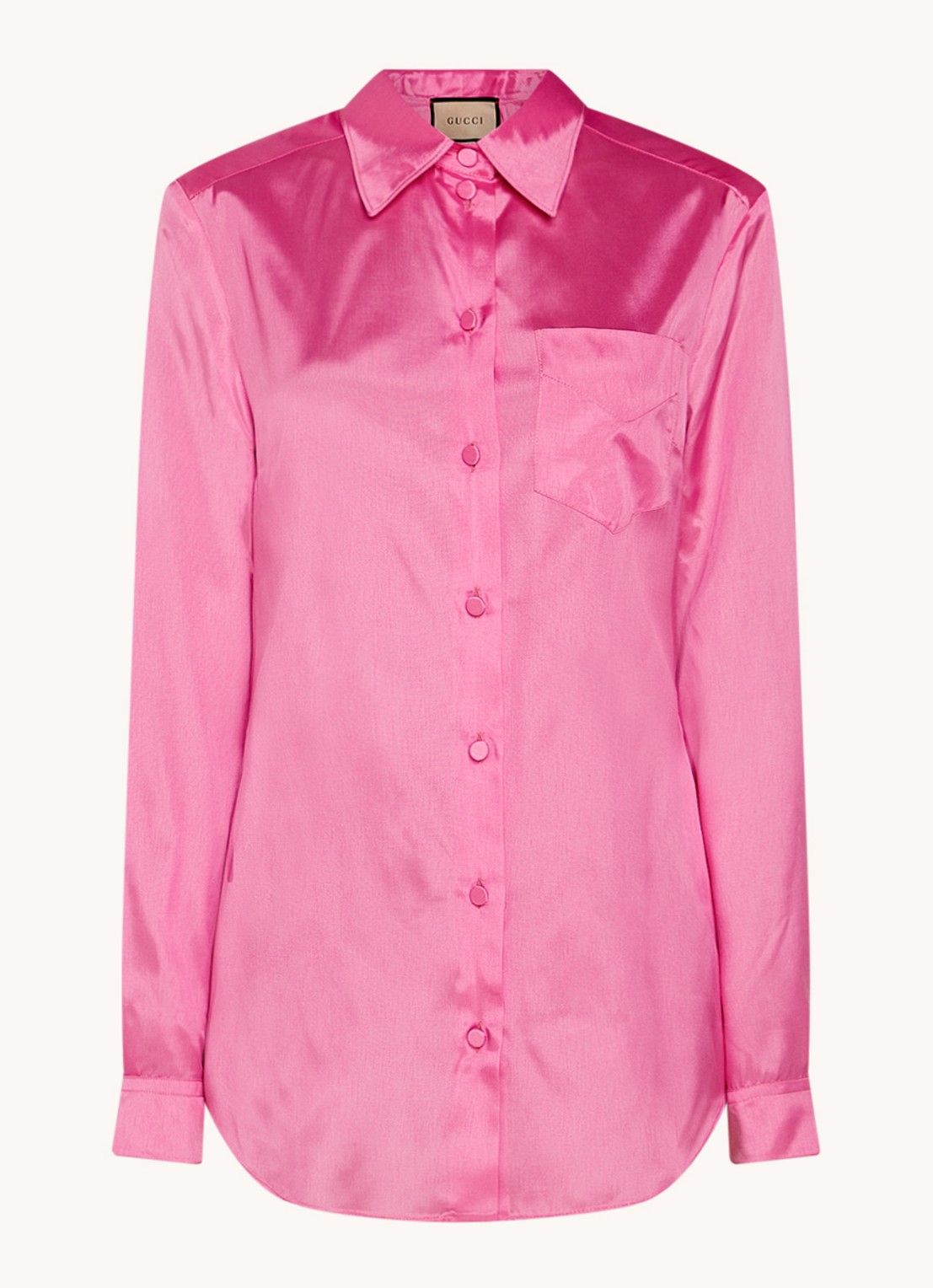 Gucci Blouse met borstzak en glanzende finish - voorkant 3 roze