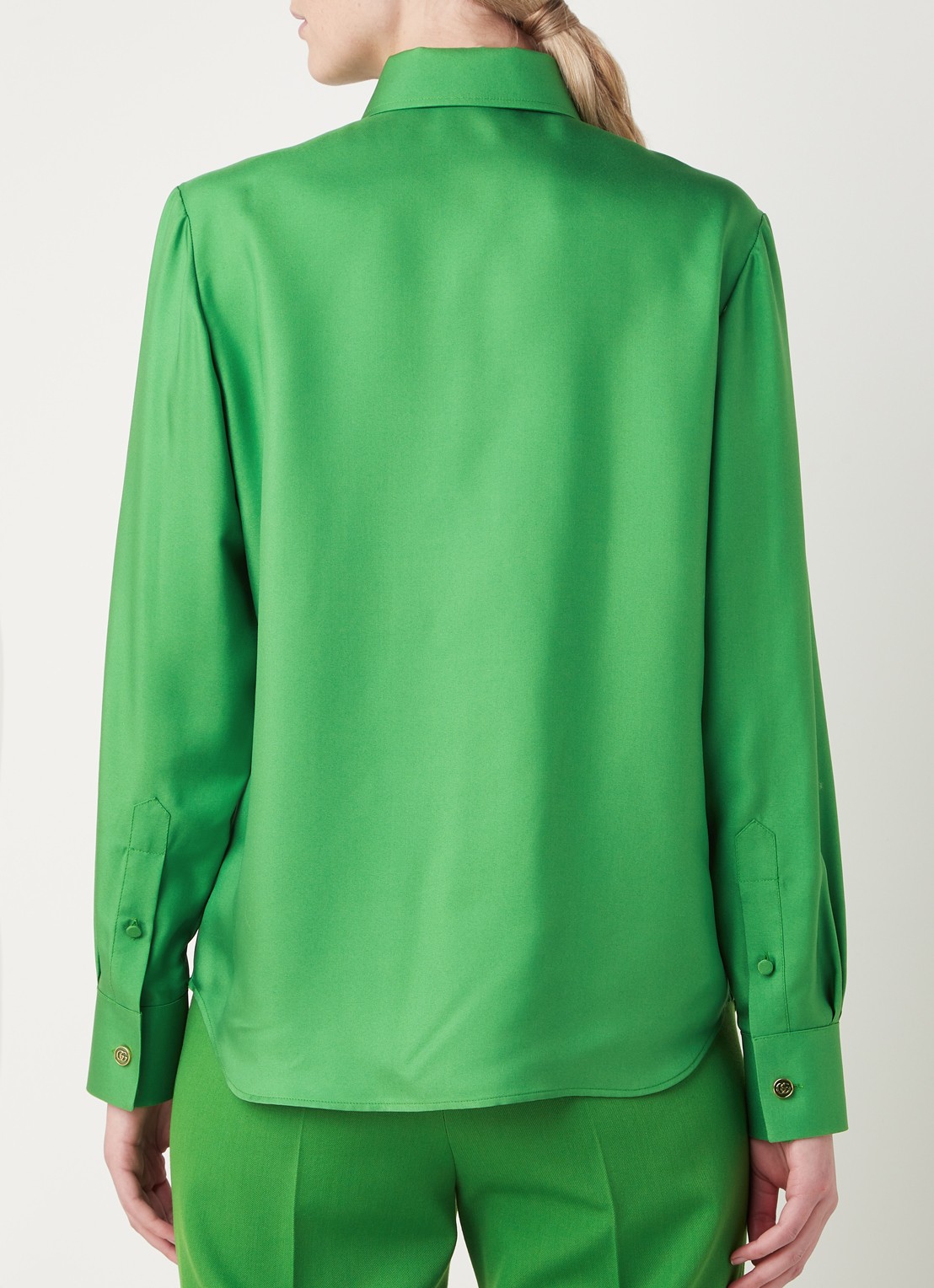 Gucci Blouse van zijde met borstzak - achterkant 3 groen
