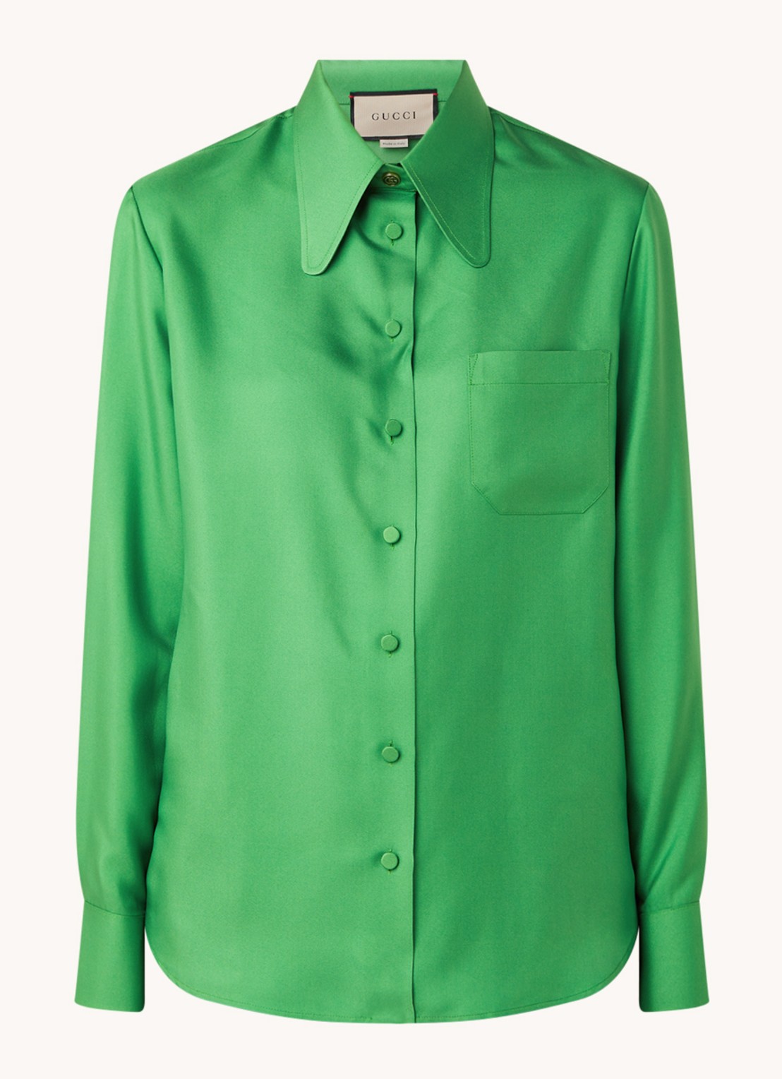Gucci Blouse van zijde met borstzak - voorkant groen