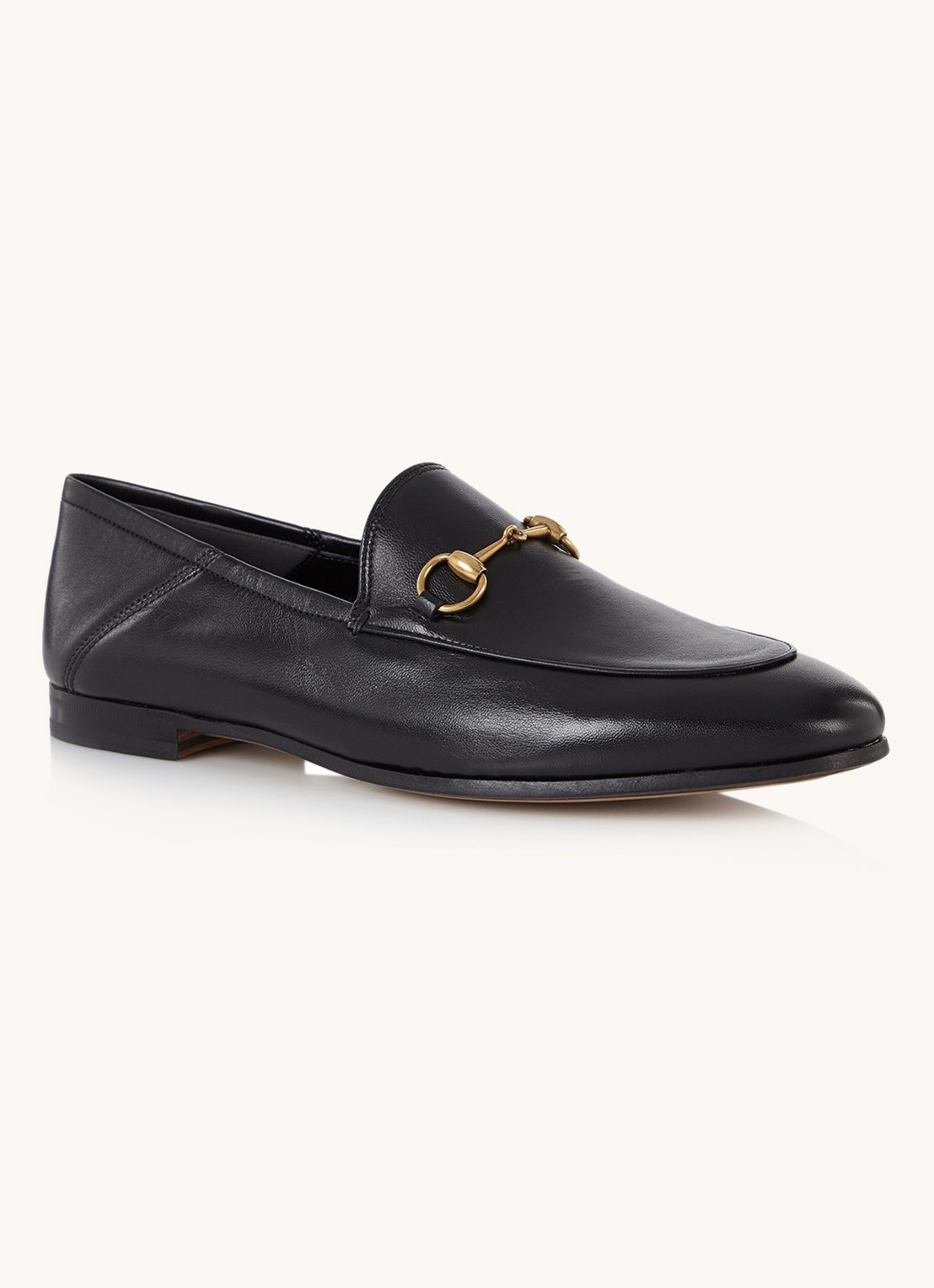 Gucci Brixton loafer van leer met horsebit - voorkant 4 zwart
