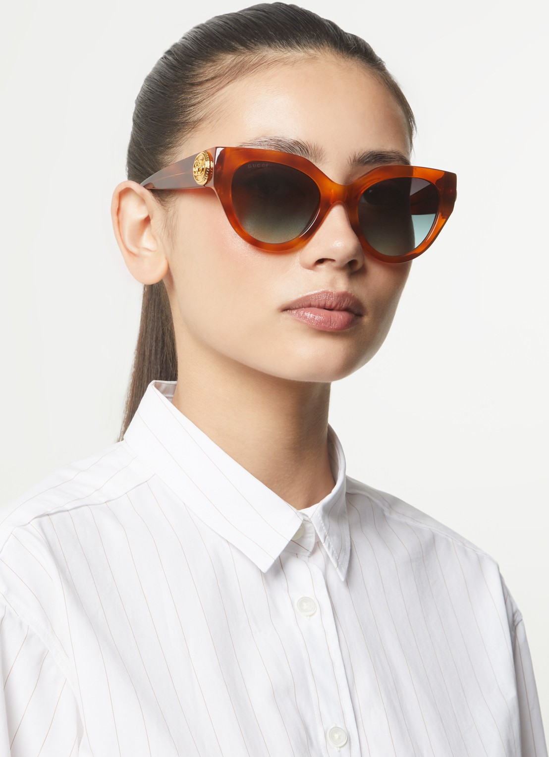 Gucci Cat Eye zonnebril GG1408S - voorkant 2 oranjebruin