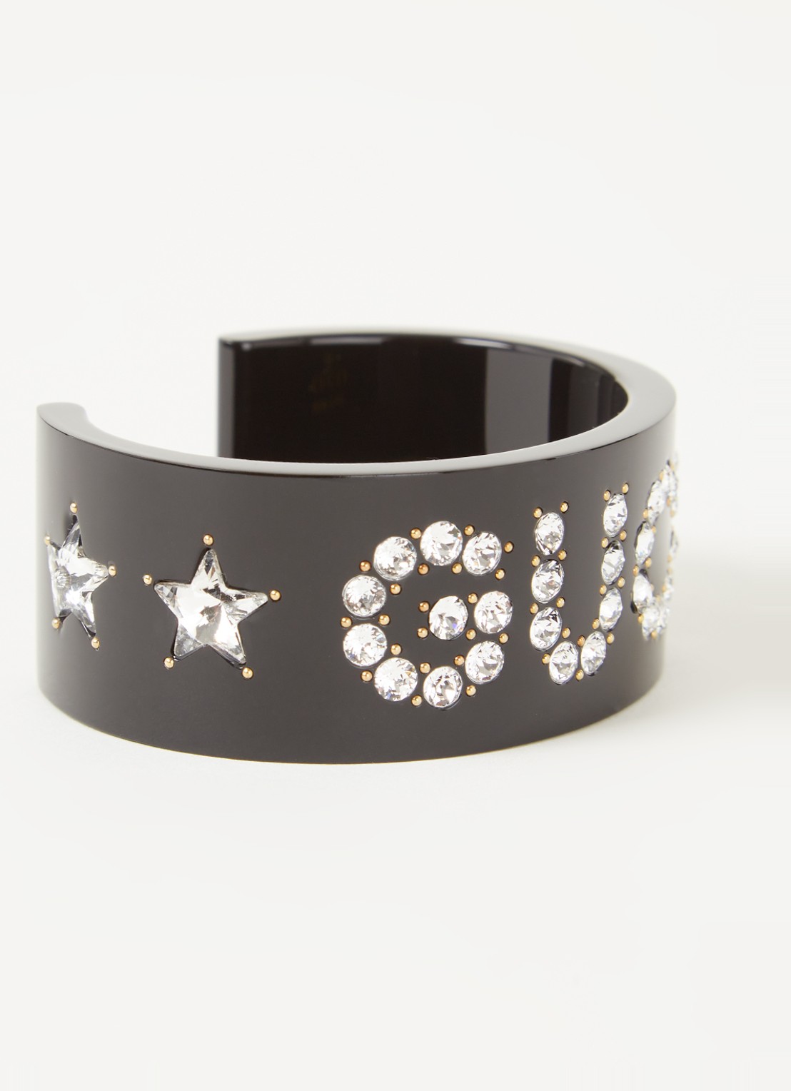 Gucci Crystal Cuff bangle met kristal - detail 2 zwart