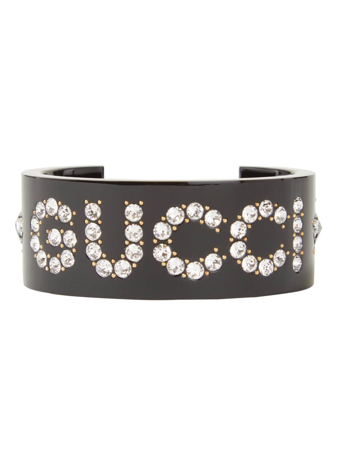 Gucci Crystal Cuff bangle met kristal - voorkant zwart
