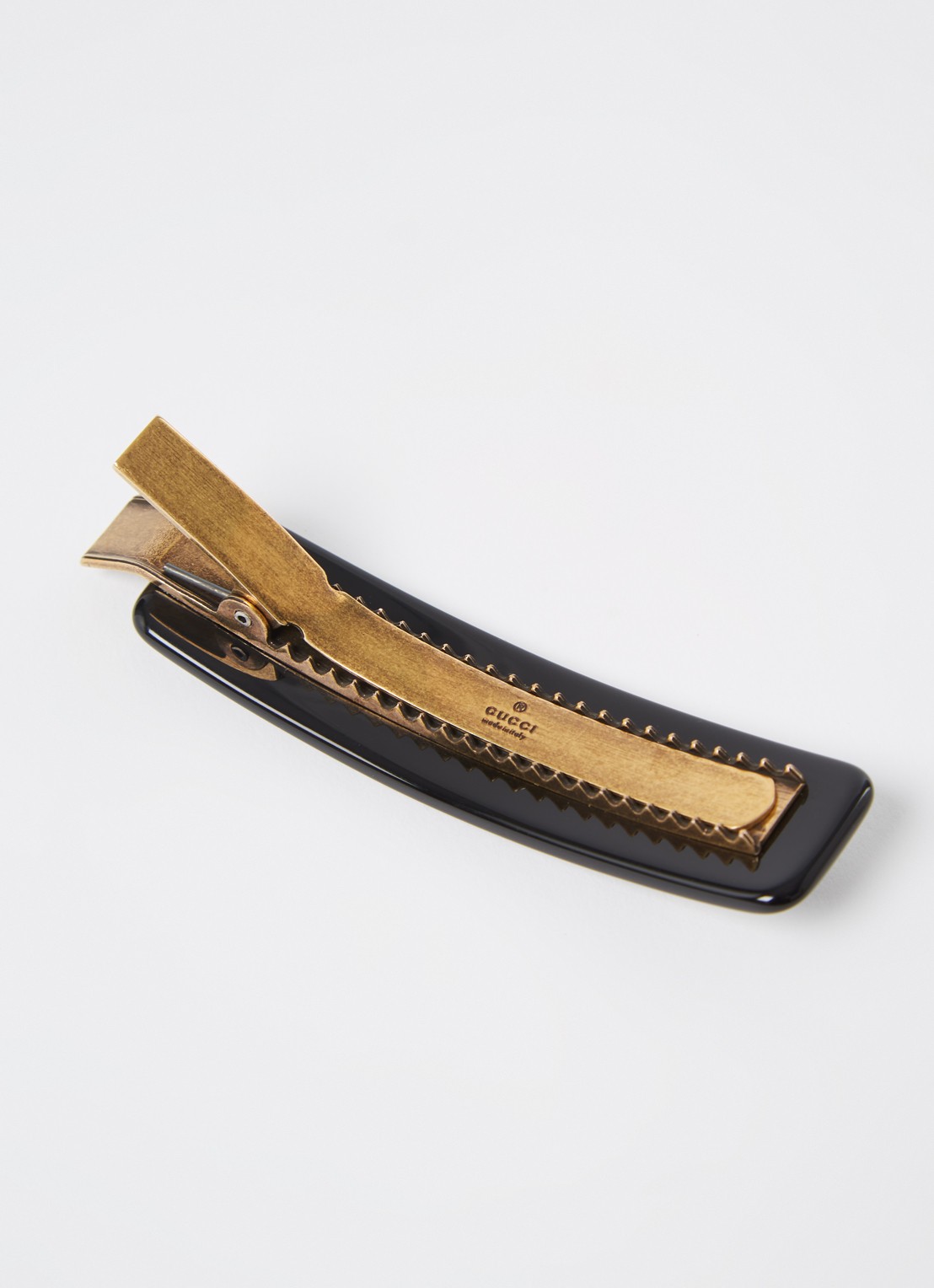 Gucci Crystal haarclip met logo en strass - detail 2 zwart