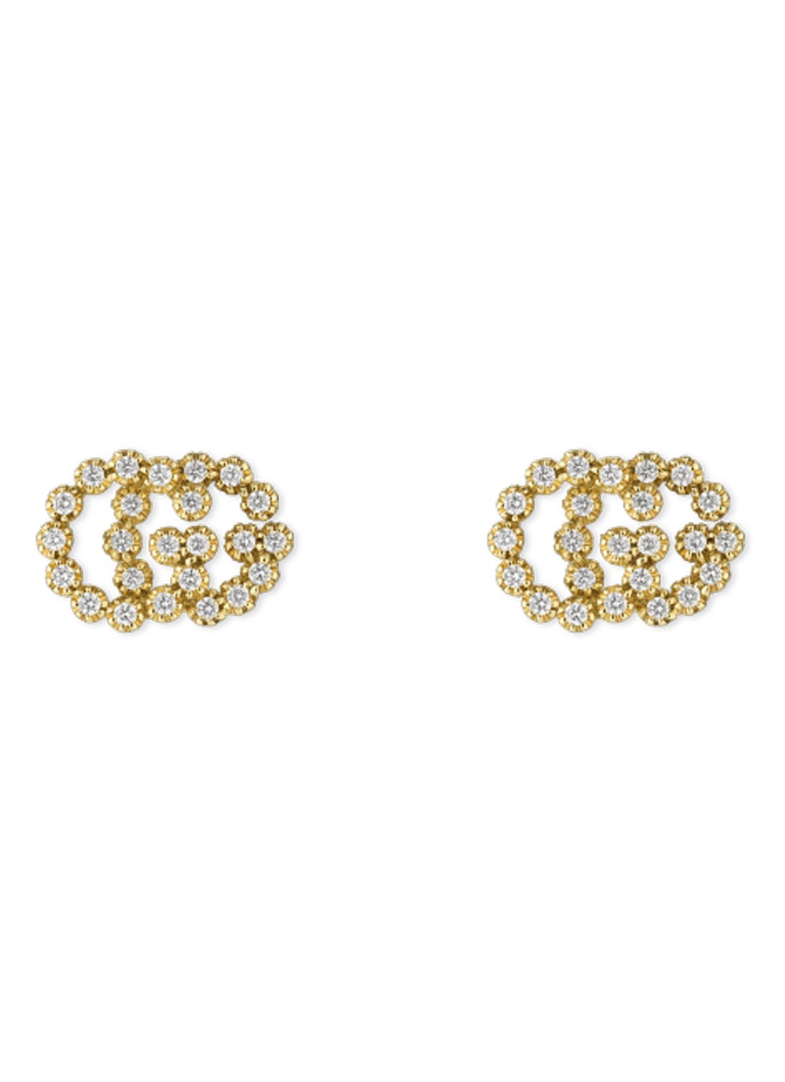 Gucci GG Running oorknopjes met diamanten - voorkant geelgoud