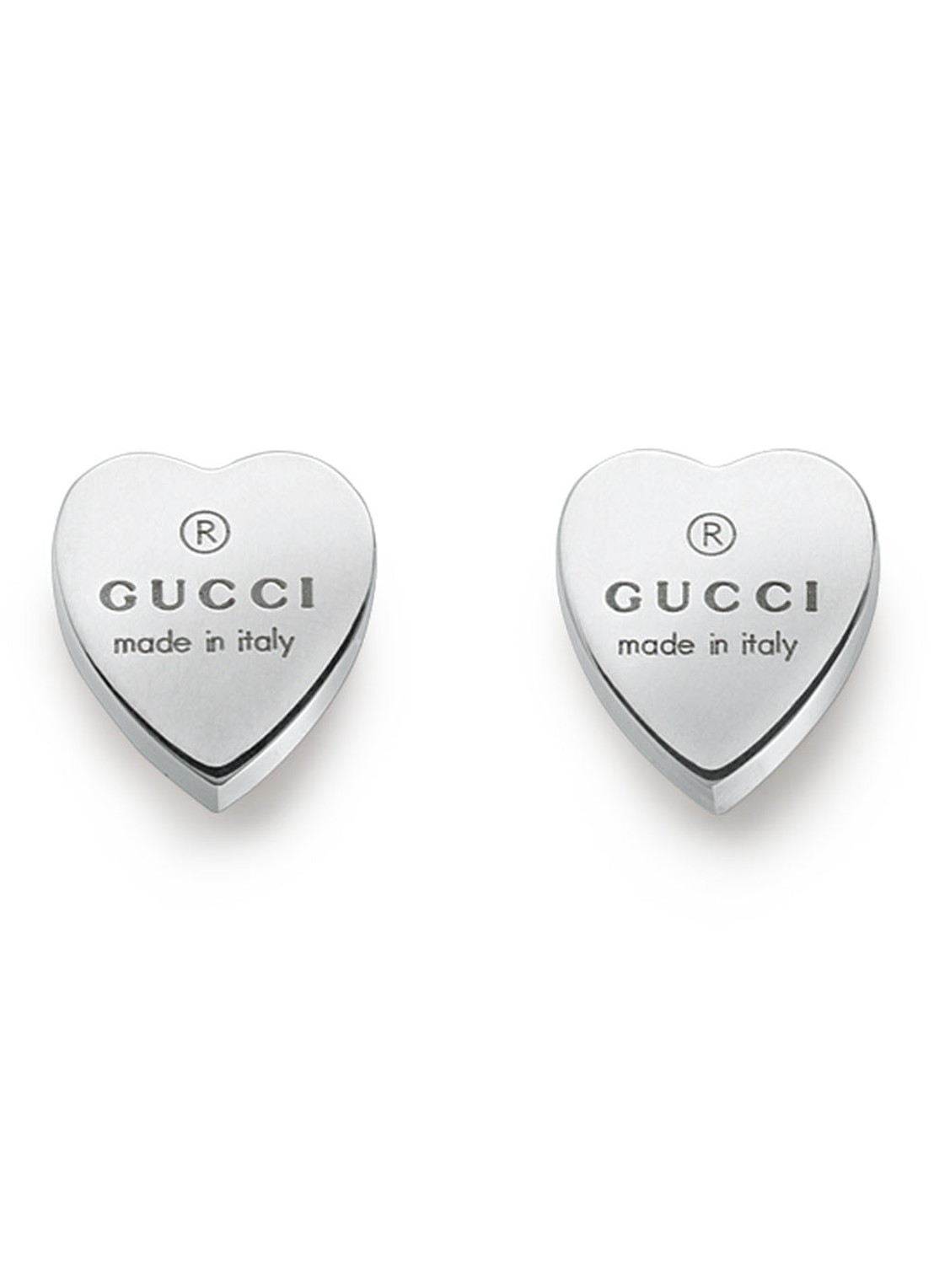 Gucci Heart oorknopjes van zilver met logo  - voorkant zilver