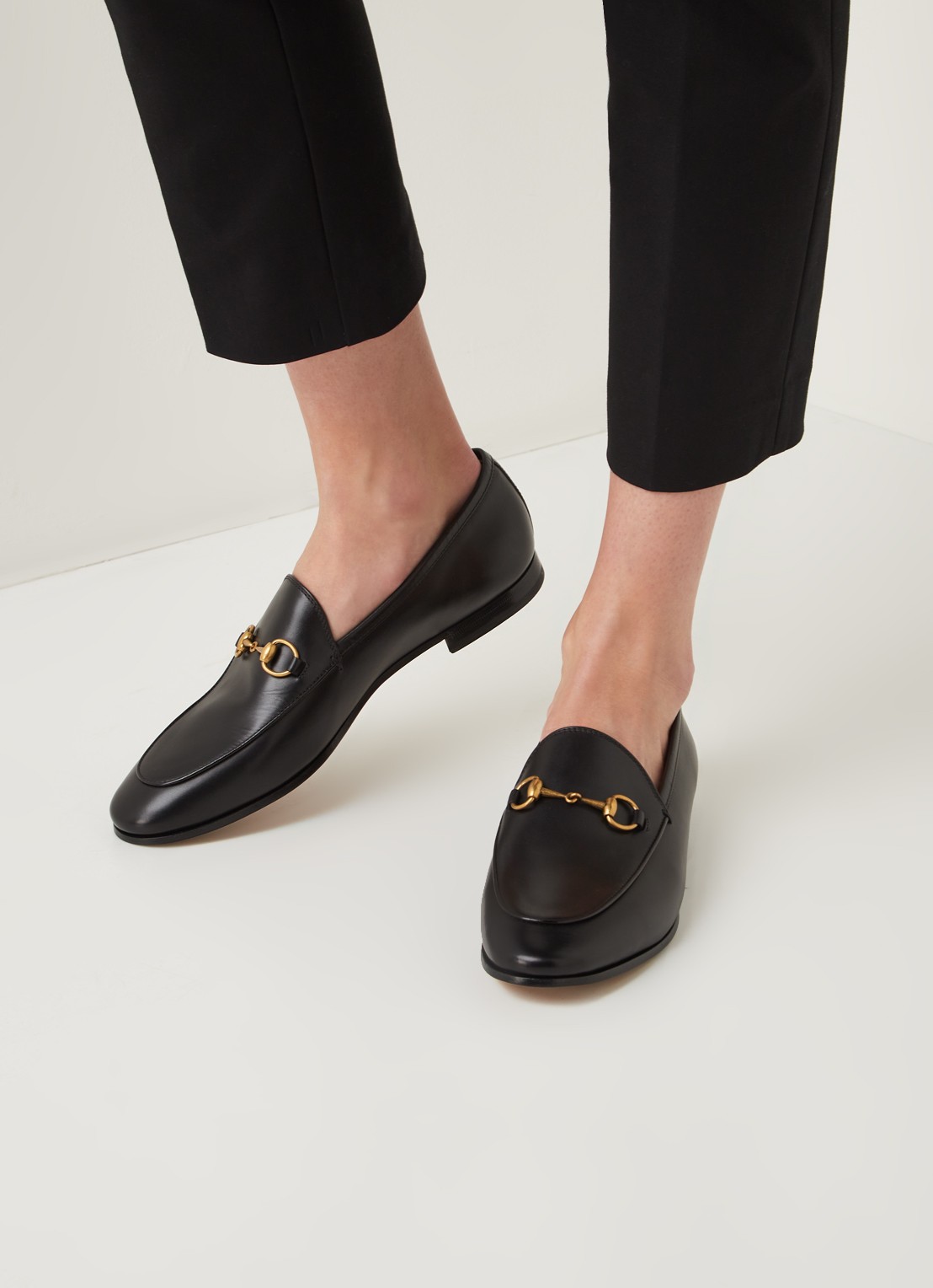 Gucci Jordaan loafer van leer met horsebit - voorkant 5 zwart