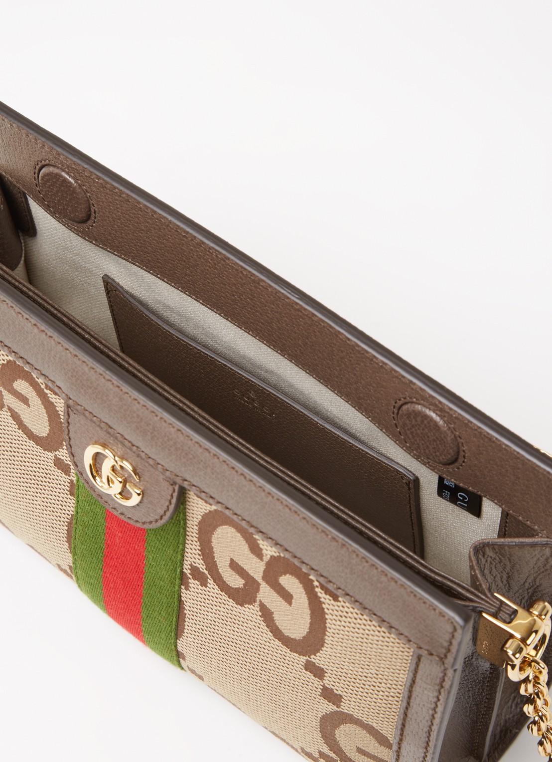 Gucci Ophidia Jumbo Small schoudertas van canvas met leren details - detail 4 lichtbruin