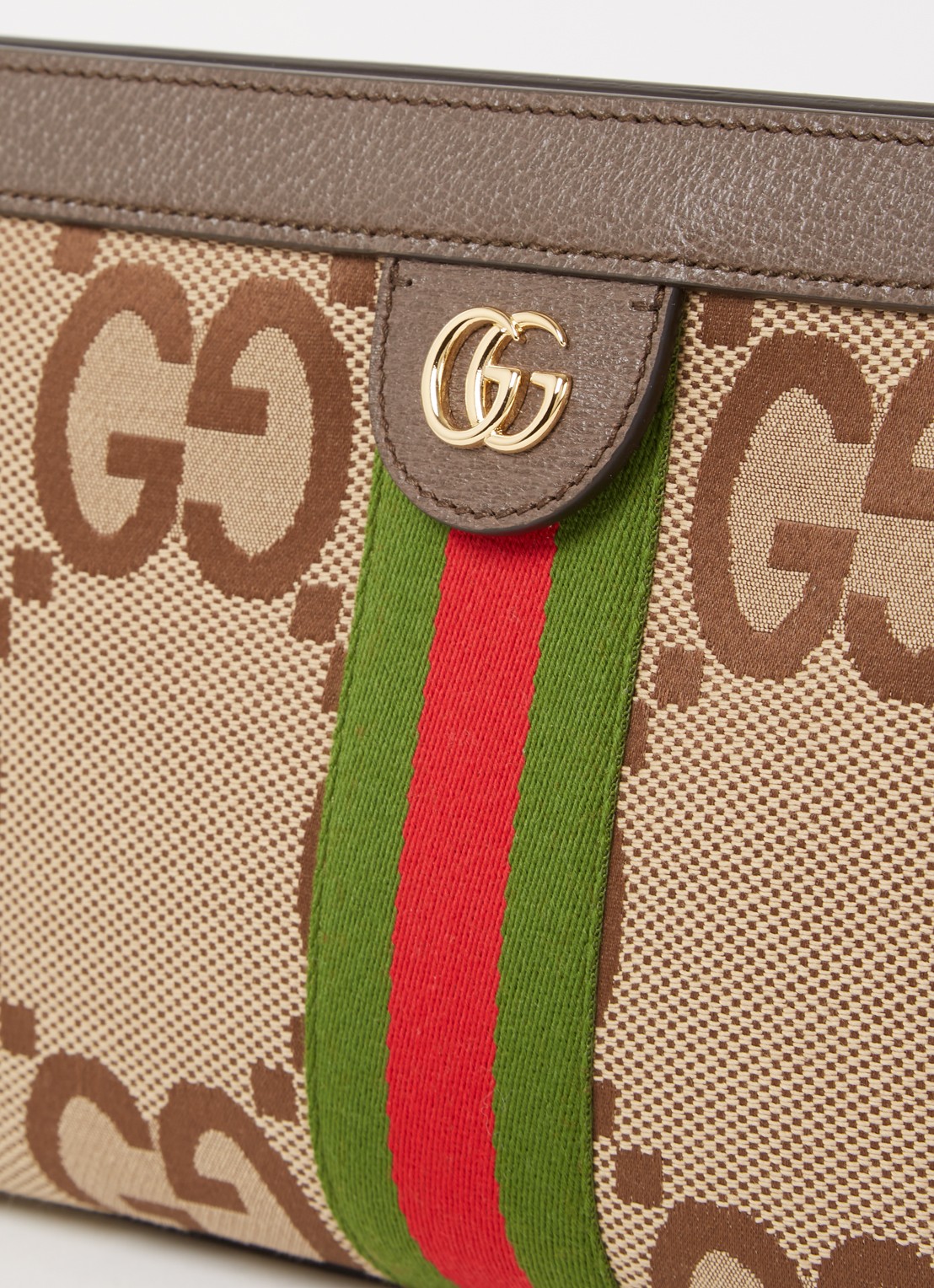 Gucci Ophidia Jumbo Small schoudertas van canvas met leren details - detail 6 lichtbruin