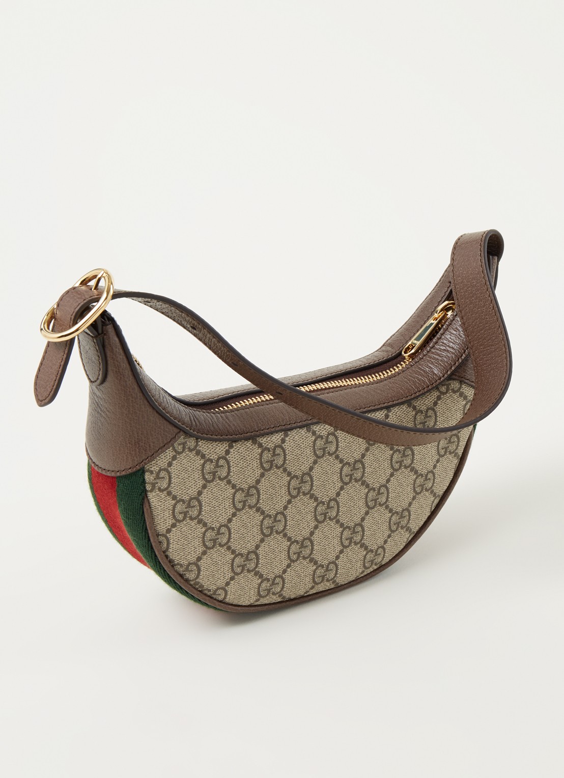 Gucci Ophidia Mini baguette bag van leer en canvas - achterkant beige