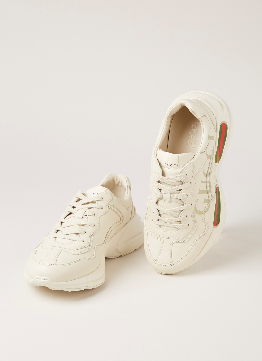 Gucci Rhyton sneaker van leer  - detail 4 gebroken wit