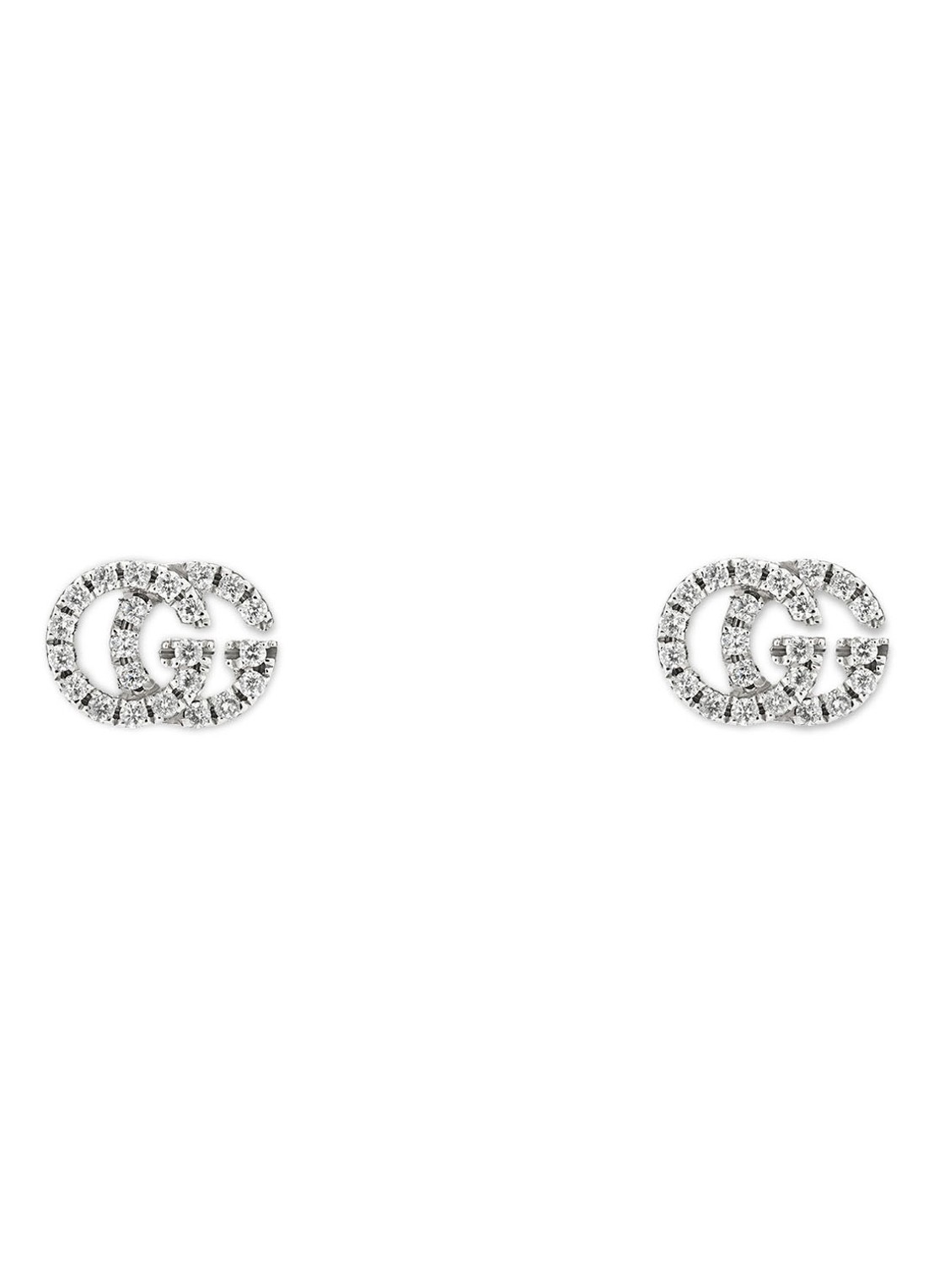Gucci Running stud oorstekers van 18 karaat witgoud met diamant - voorkant zilver