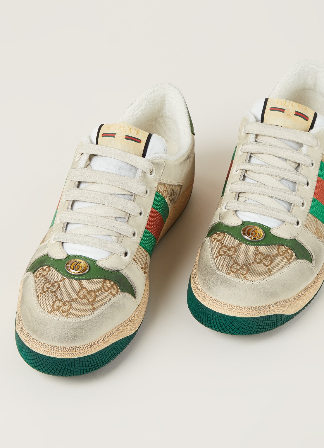 Gucci Screener sneaker met leren details  - detail 4 beige