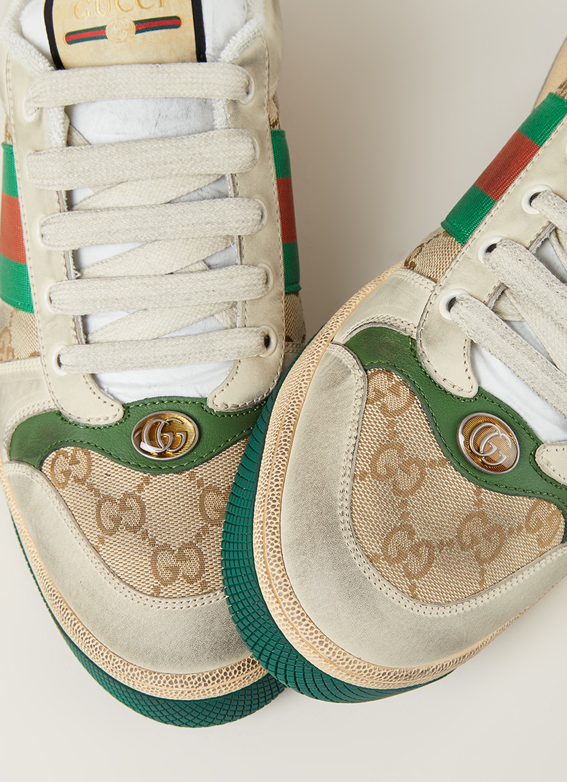 Gucci Screener sneaker met leren details  - detail 6 beige