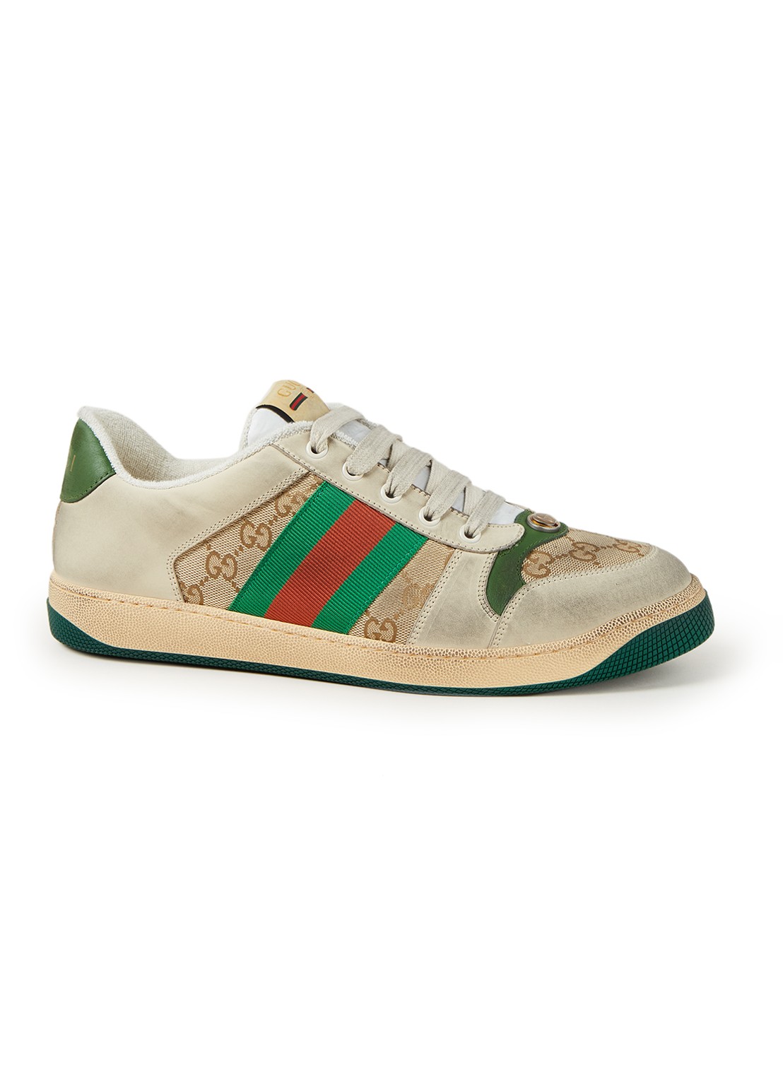 Gucci Screener sneaker met leren details  - voorkant beige