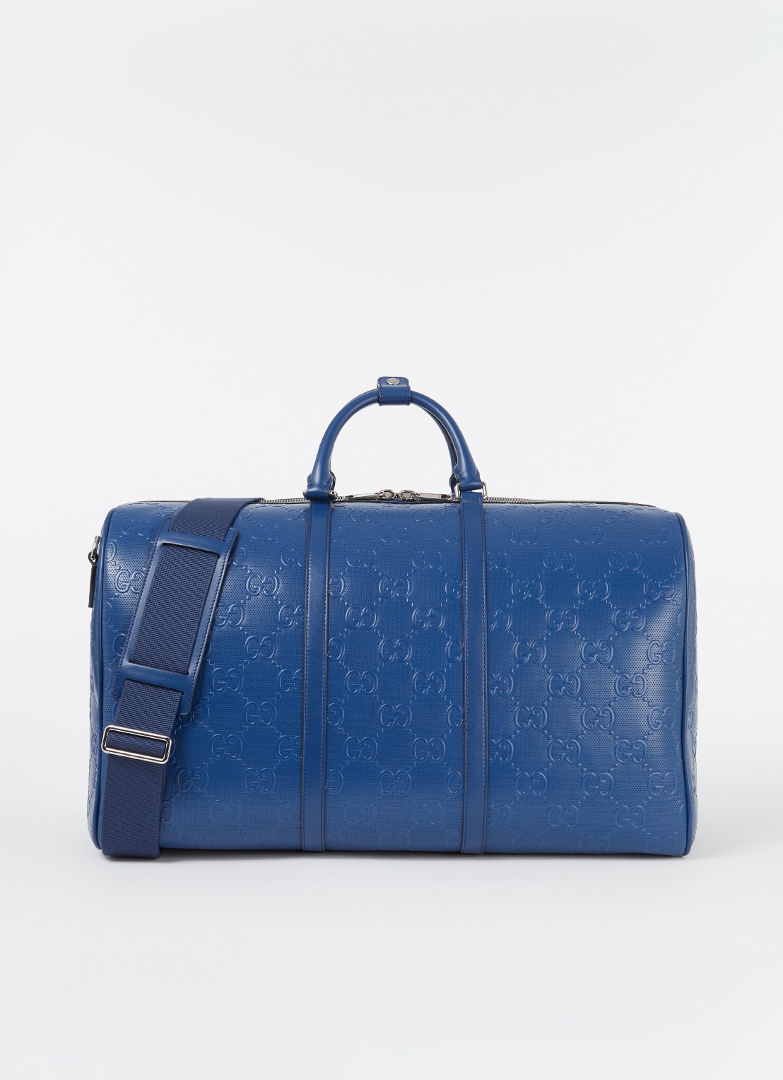 Gucci Weekendtas van leer met logoprint - voorkant 2 blauw