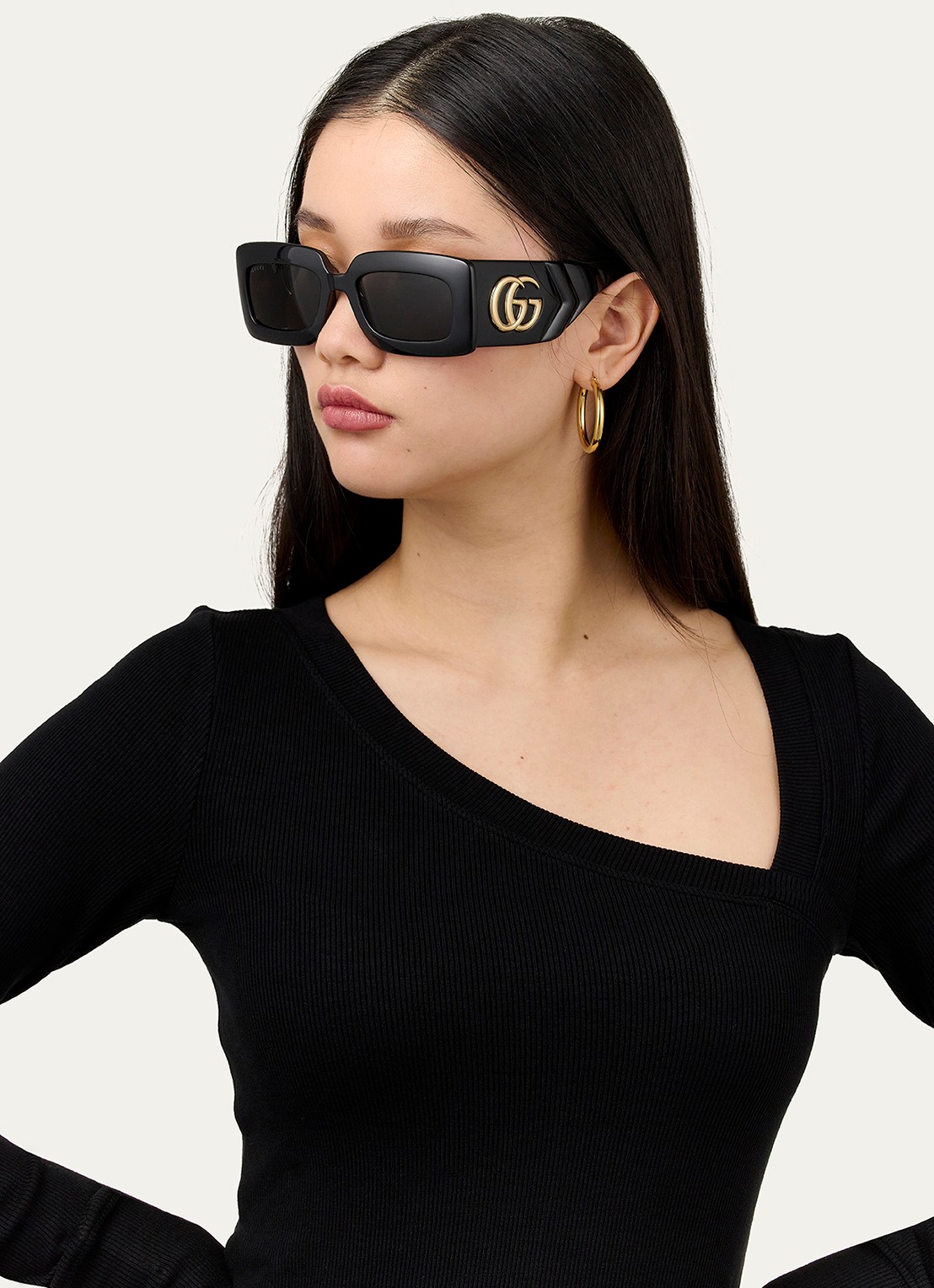 Gucci Zonnebril GG0811S - voorkant 5 zwart