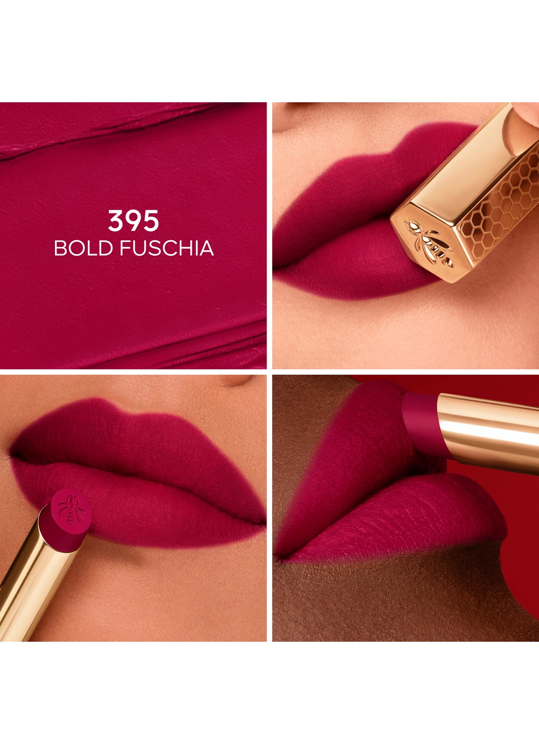 Guerlain KissKiss Honey-Infused Intense Lipstick - detail 2 395 bold fuchsia