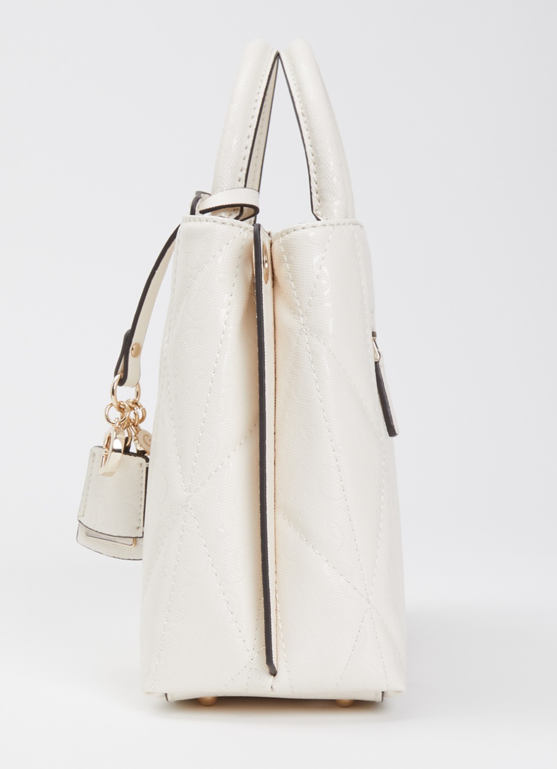GUESS Aldina handtas met logoprint en afneembare schouderriem - detail 6 gebroken wit