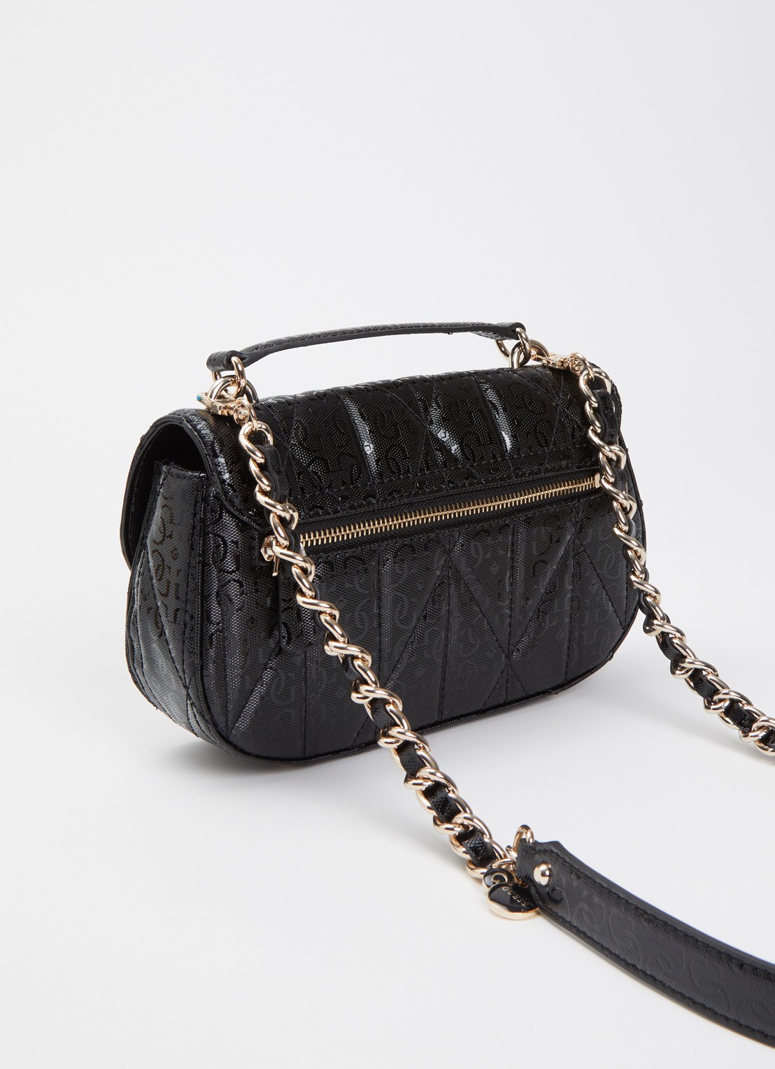 GUESS Aldina handtas met logoprint en afneembare schouderriem - achterkant zwart