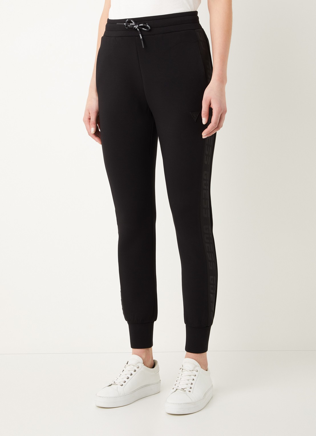 GUESS Allie Scuba high waist slim fit joggingbroek met logoband - detail zwart