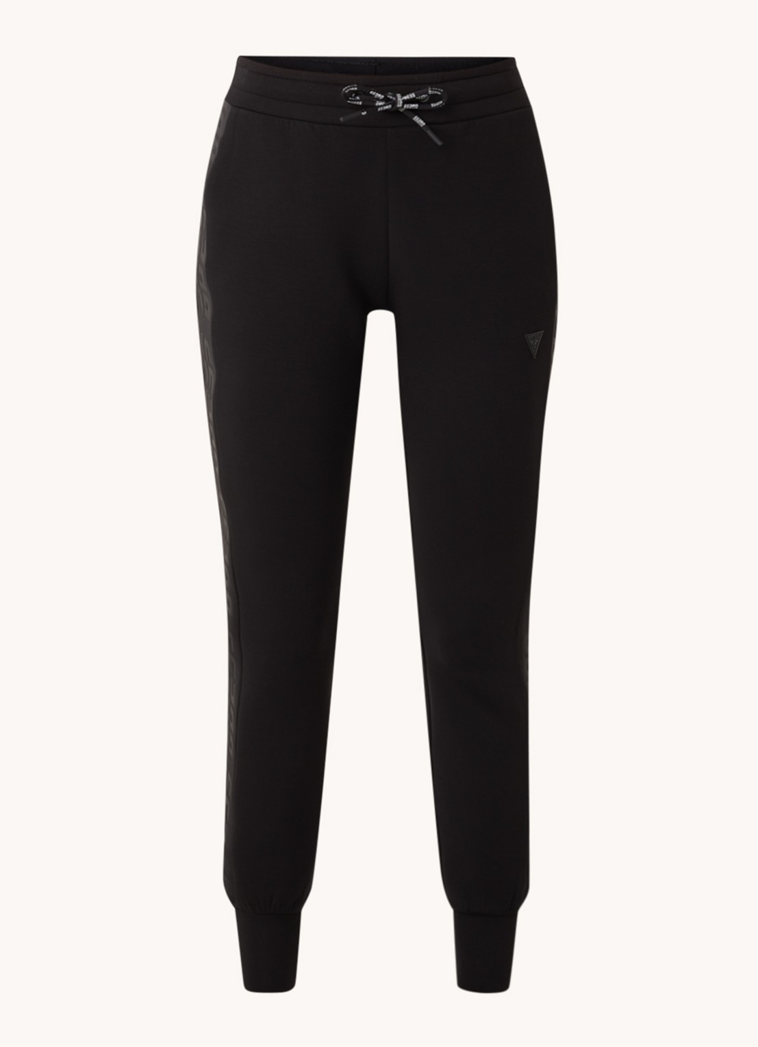 GUESS Allie Scuba high waist slim fit joggingbroek met logoband - voorkant 4 zwart