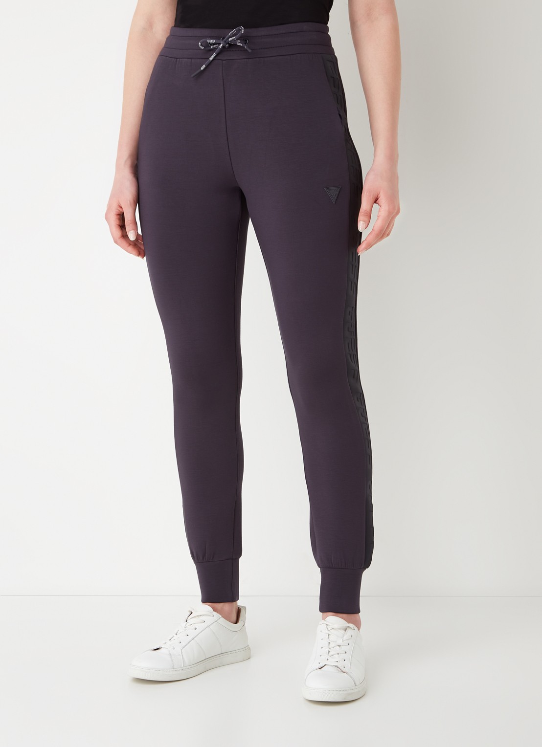 GUESS Allie Scuba high waist slim fit joggingbroek met logoband - detail donkerblauw